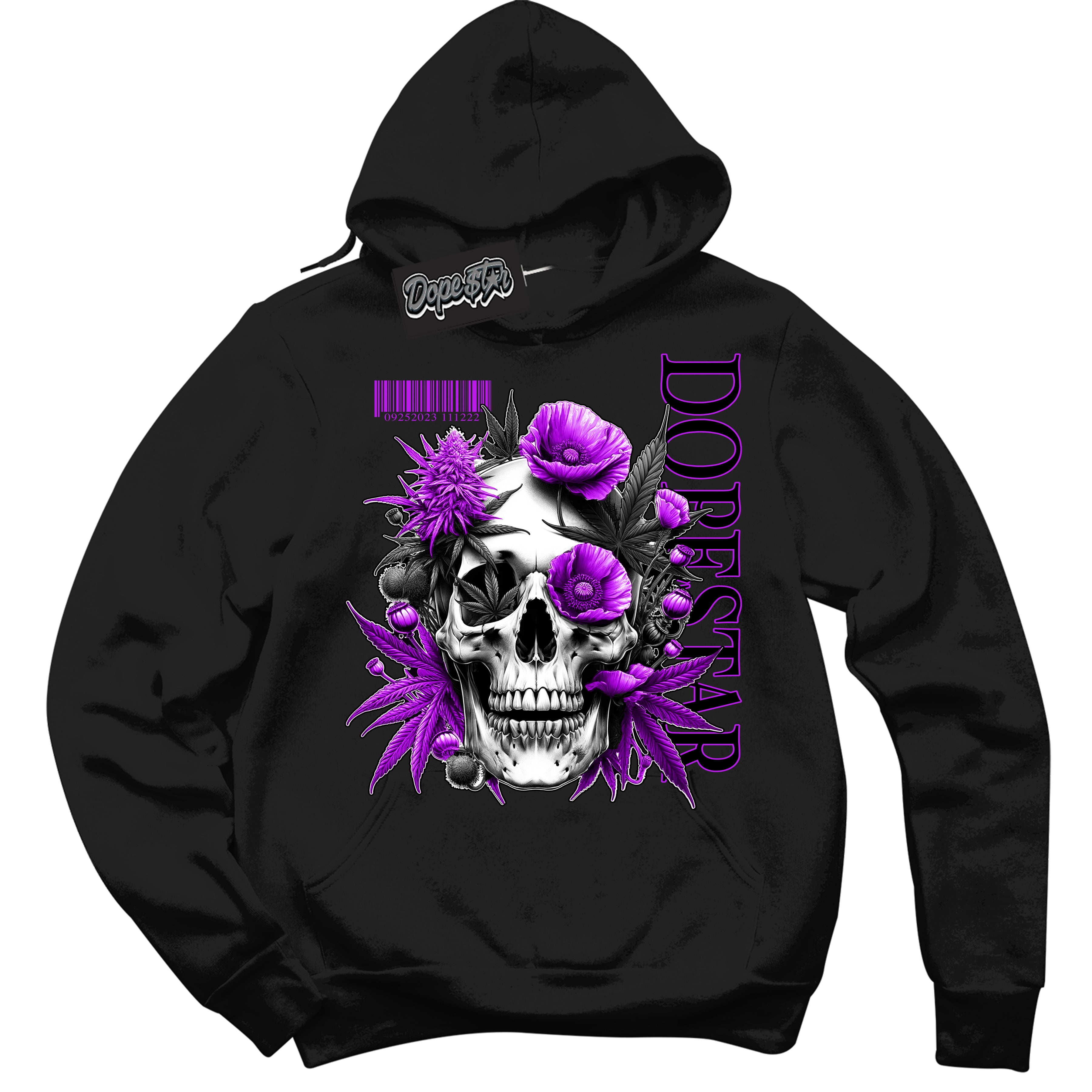 Cool Black Hoodie with “ Skull Poppies ” design that Perfectly Matches RTKT Genesis Dunk Sneakers.