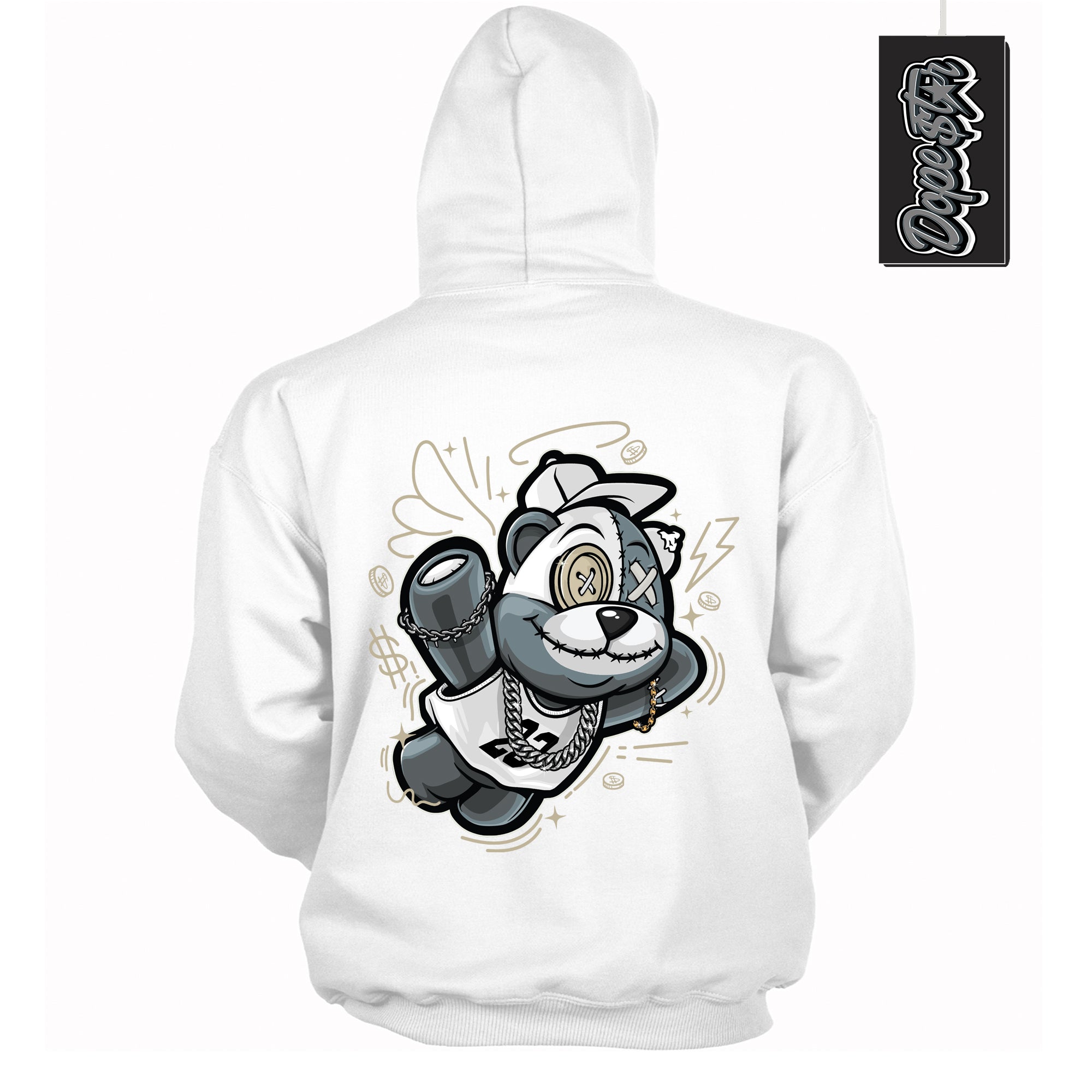 Cool White Hoodie with “ Slam Dunk Bear ” design that Perfectly Matches Gratitude 11s Sneakers.