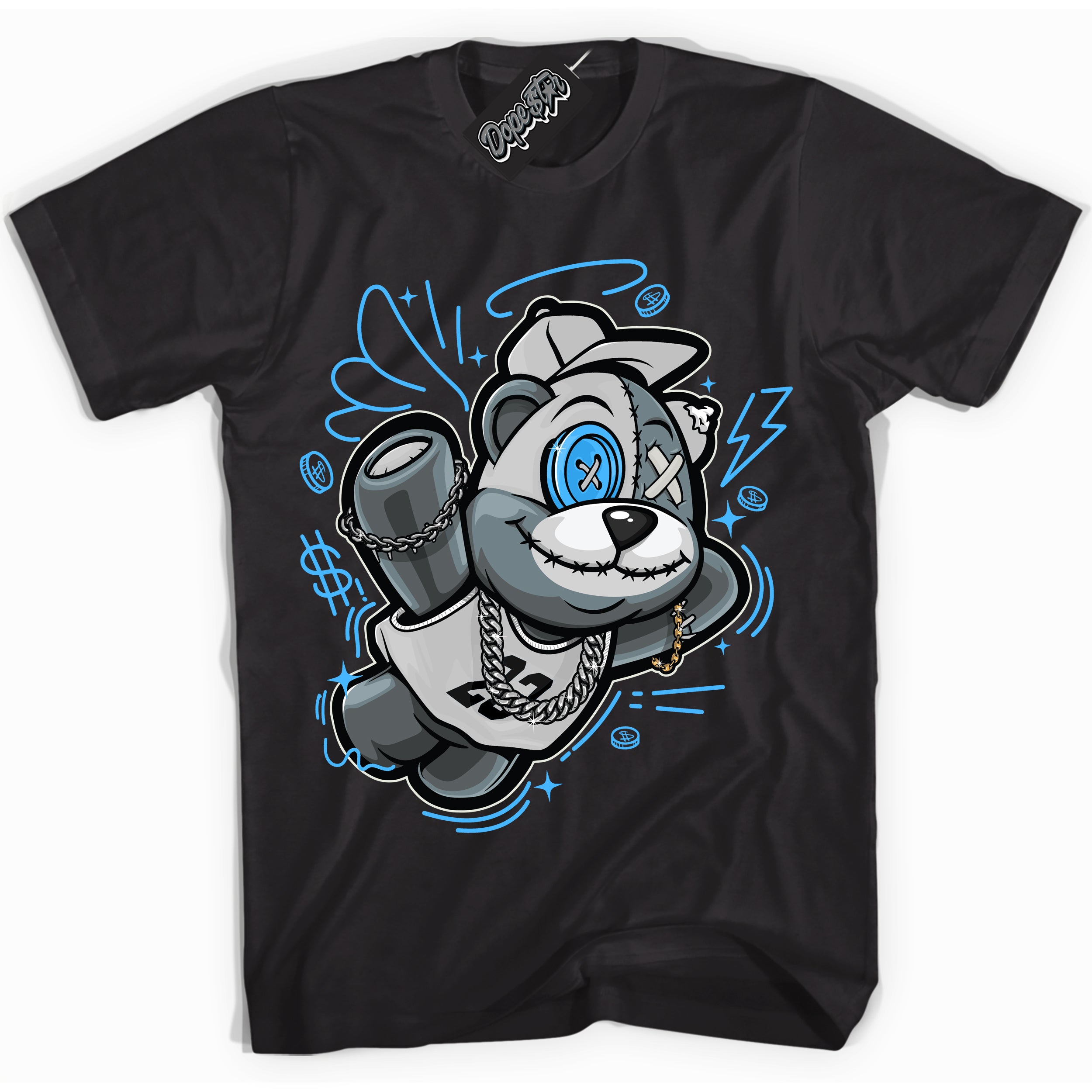 Cool Black graphic tee with “ Slam Dunk Bear ” design, that perfectly matches Powder Blue 9s sneakers