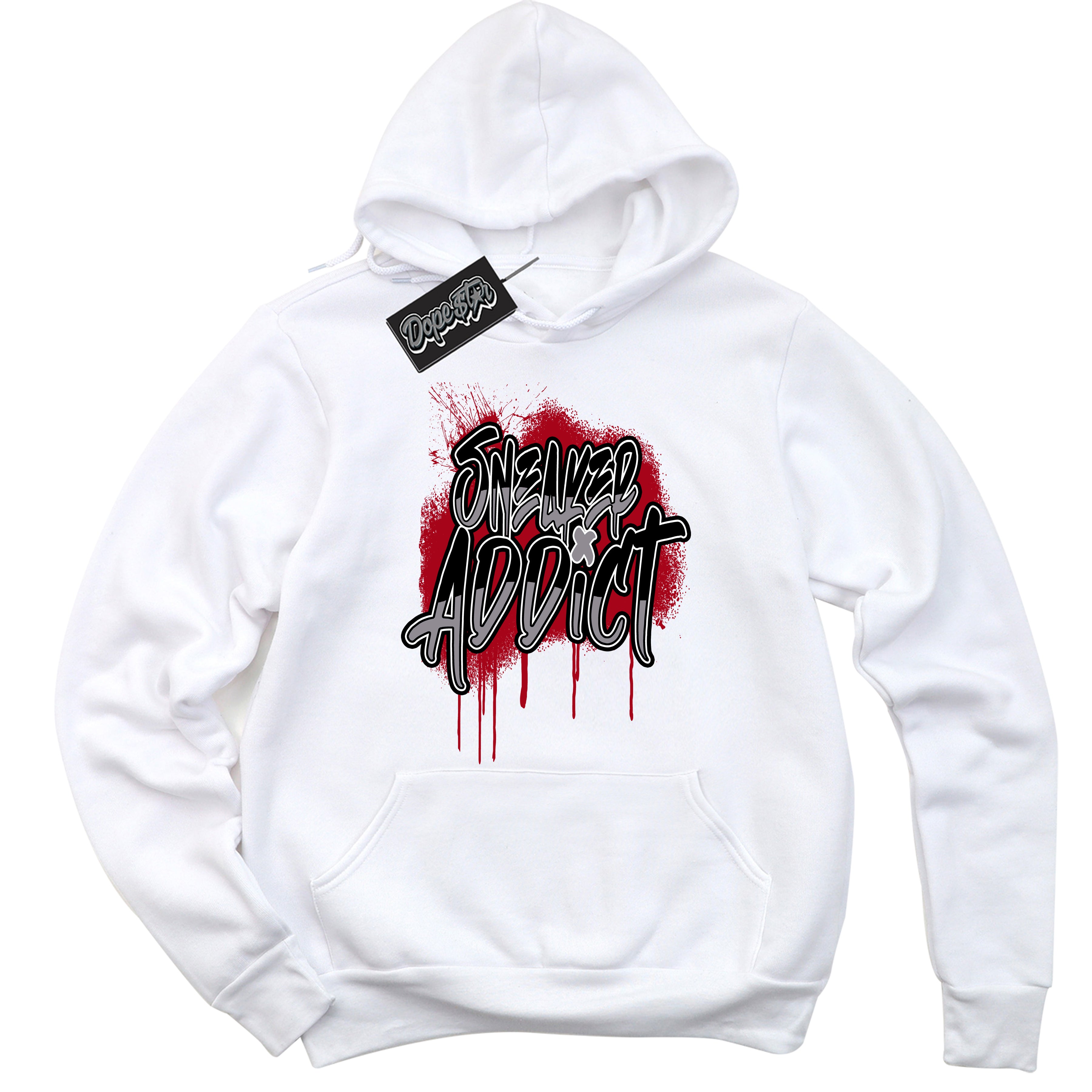 Cool White Hoodie with “ Sneaker Addict ” design that Perfectly Matches Bred Reimagined 4s Jordans.