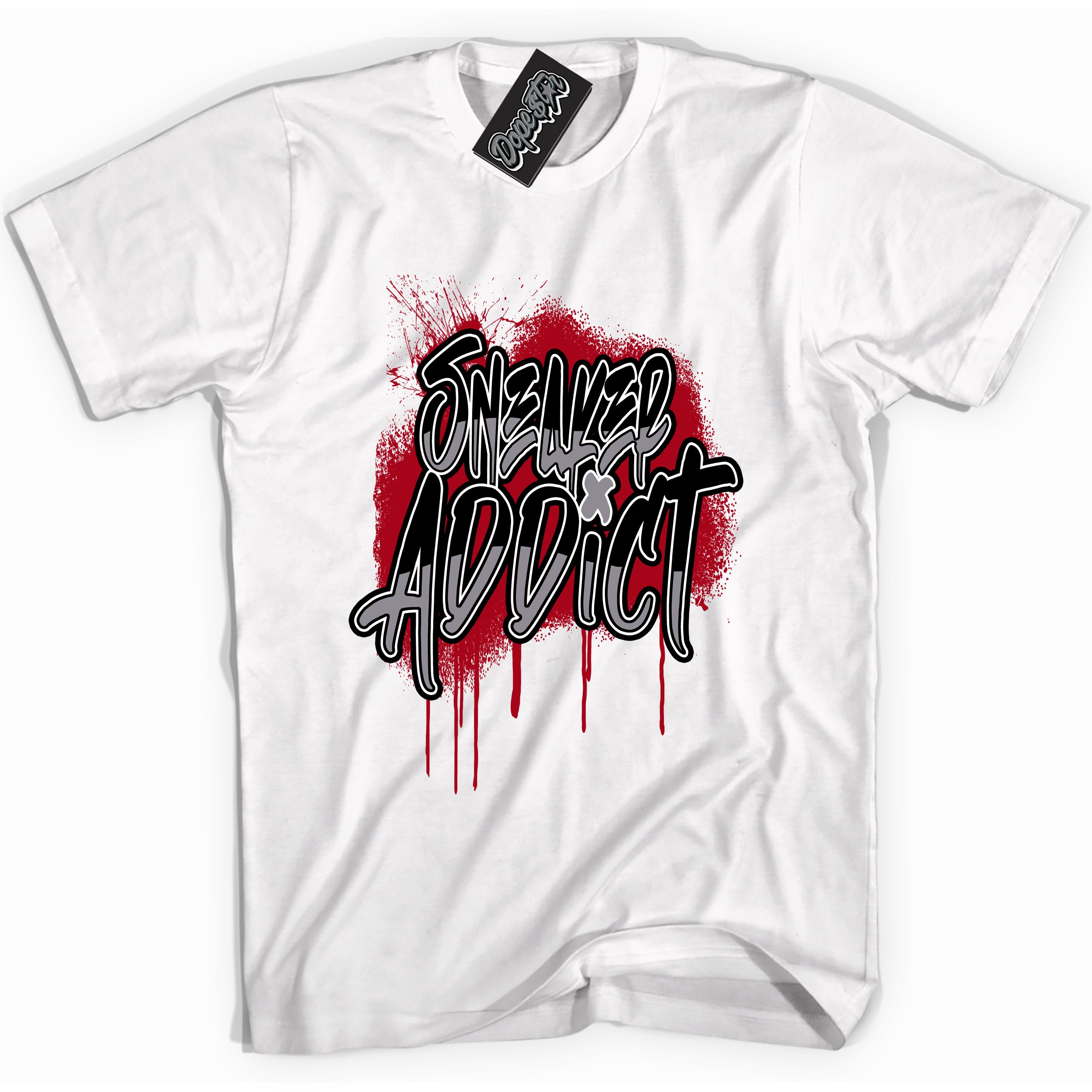 Cool White Shirt with “ Sneaker Addict” design that perfectly matches Bred Reimagined 4s Jordans.