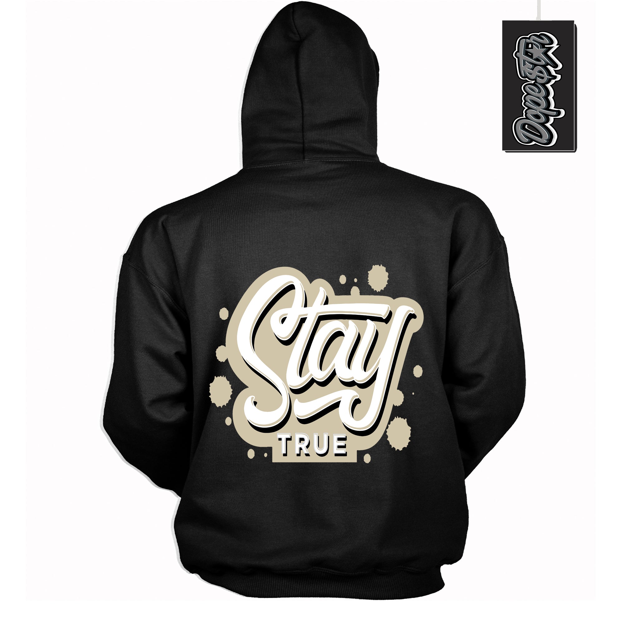 Cool Black Hoodie with “ Stay True ” design that Perfectly Matches Gratitude 11s Sneakers.