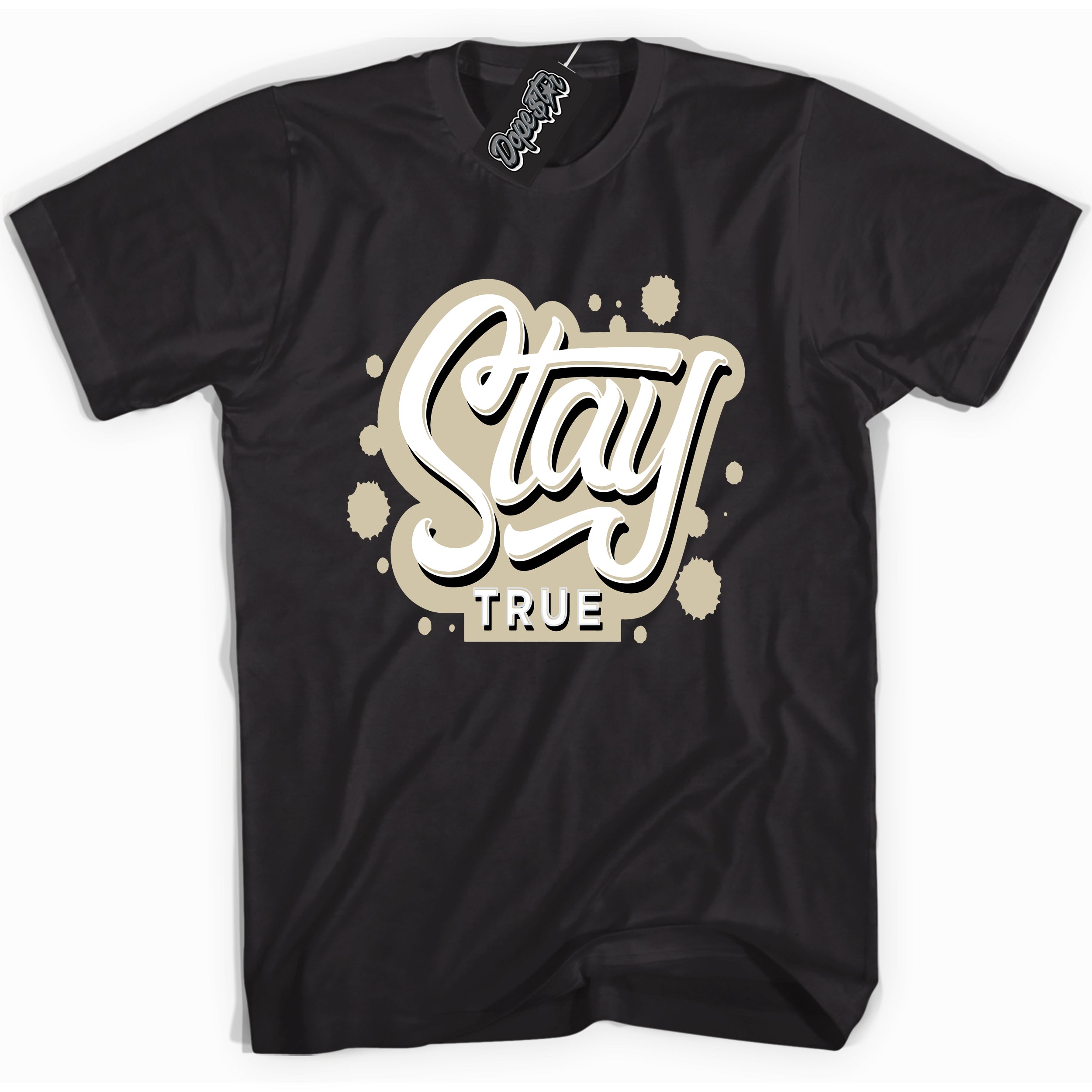 Cool Black Shirt with “ Stay True” design that perfectly matches Gratitude 11s Sneakers.