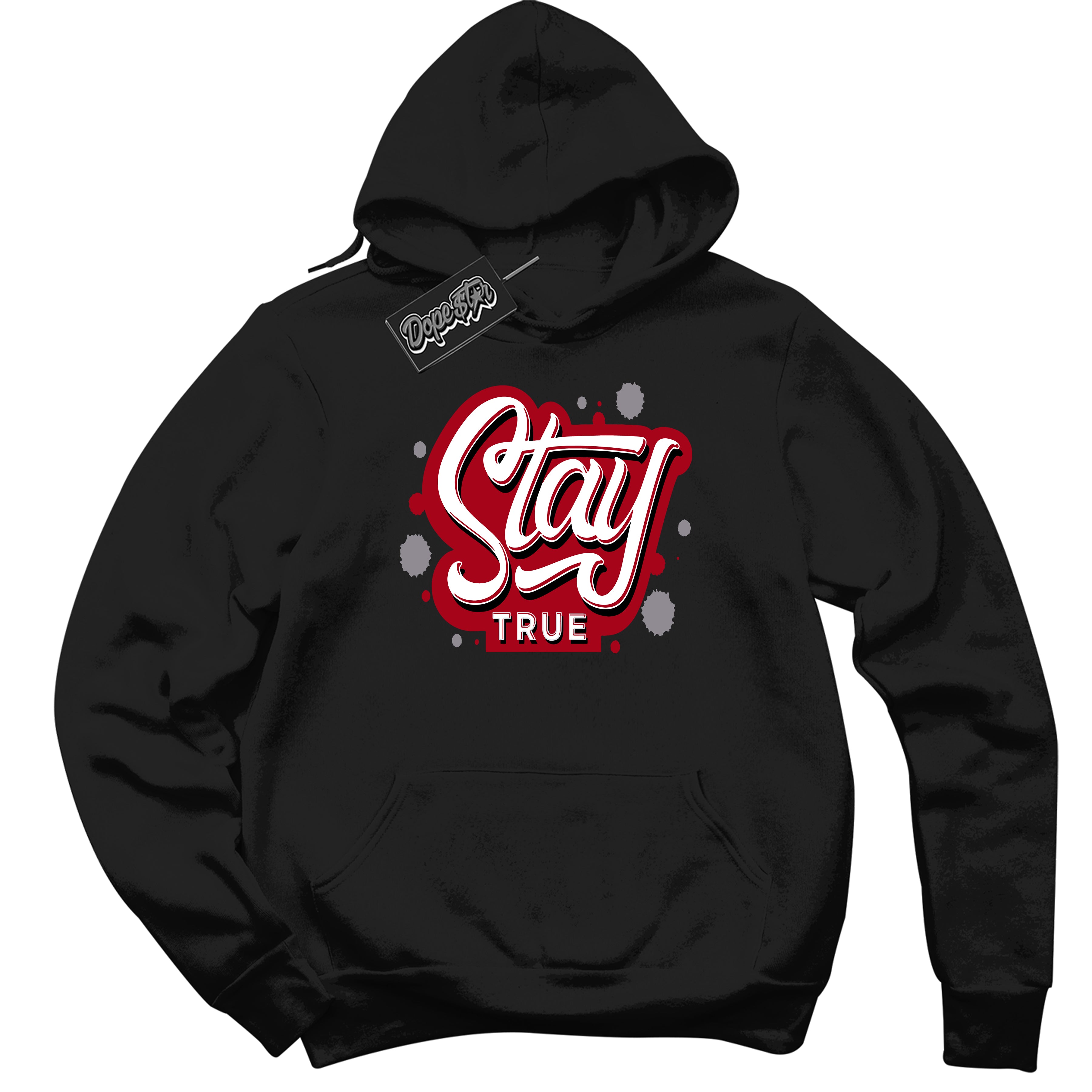 Cool Black Hoodie with “ Stay True ” design that Perfectly Matches Bred Reimagined 4s Jordans.