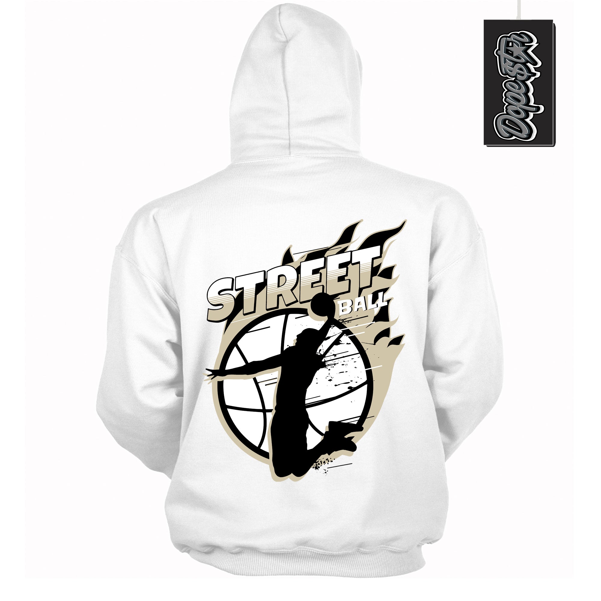 Cool White Hoodie with “ Street Ball ” design that Perfectly Matches Gratitude 11s Sneakers.
