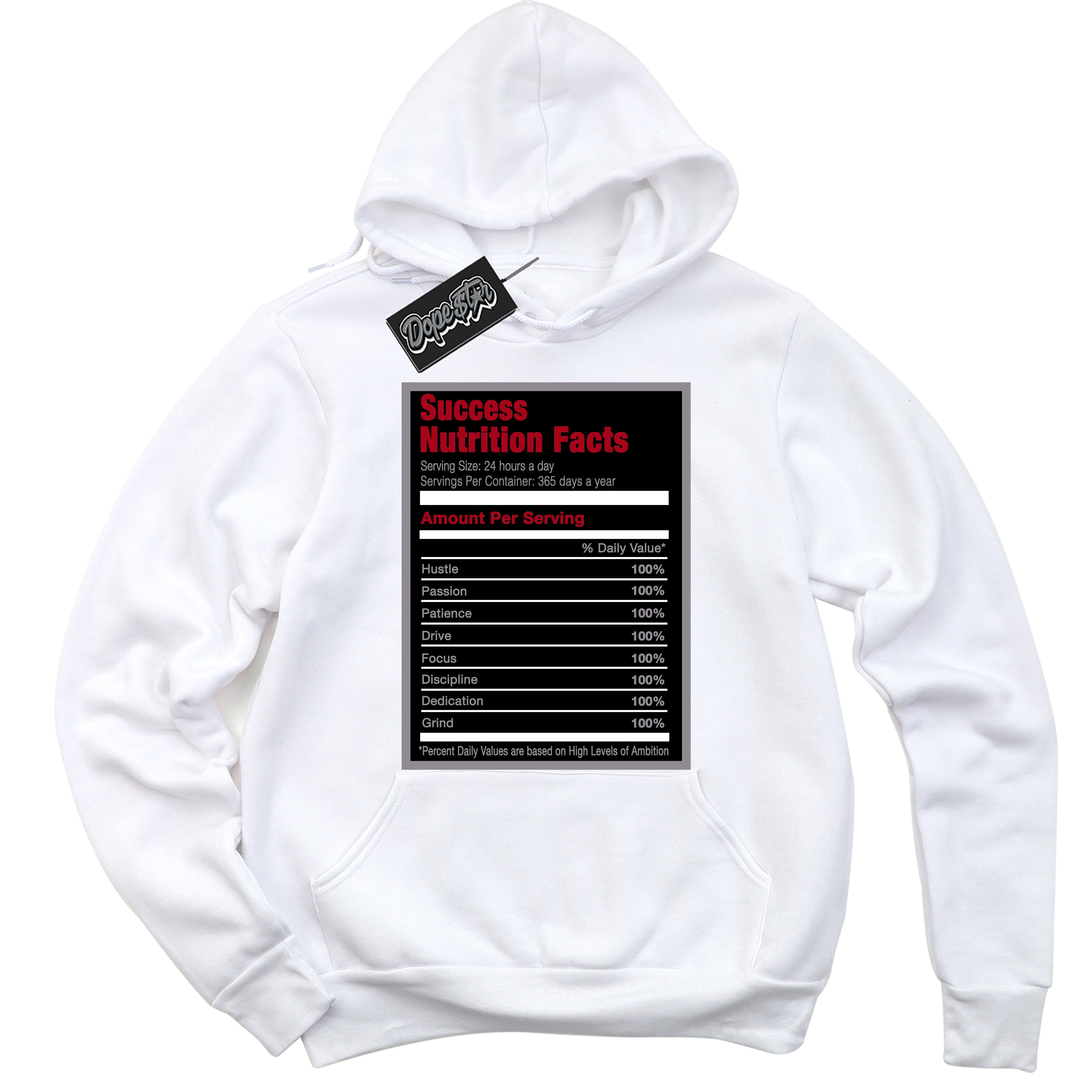 Cool White Hoodie with “ Success Nutrition ” design that Perfectly Matches Bred Reimagined 4s Jordans.