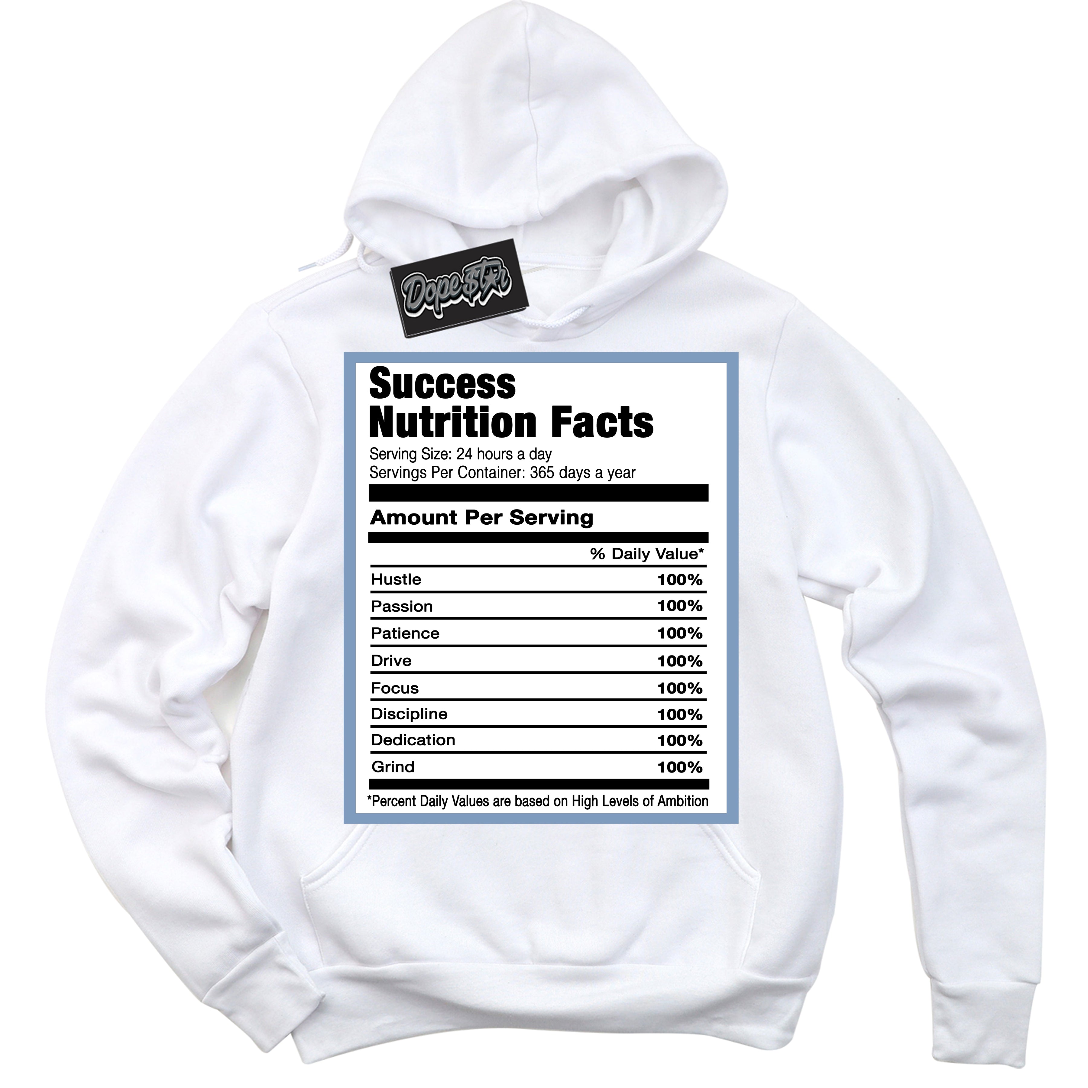 Cool White Hoodie with “ Success Nutrition ” design that Perfectly Matches Reverse Oreo 6s Sneakers.