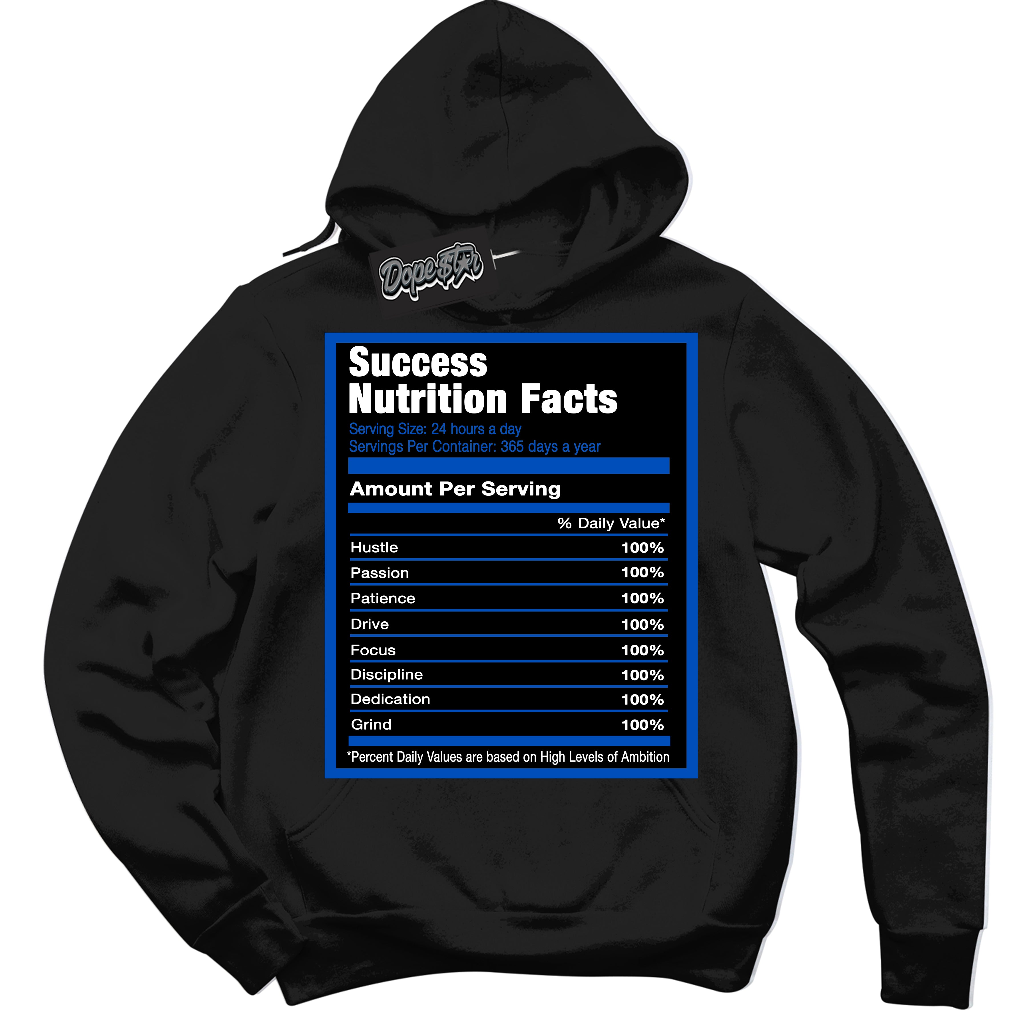 Dunk Low Astronomy Blue 'Success Nutrition' Hoodie – Black Streetwear Sweatshirt | Sneaker Matching Hoodie for Dunk Low Astronomy Blue | Men's & Women's Streetwear Outfit by Sneaker Shirts Outlet.