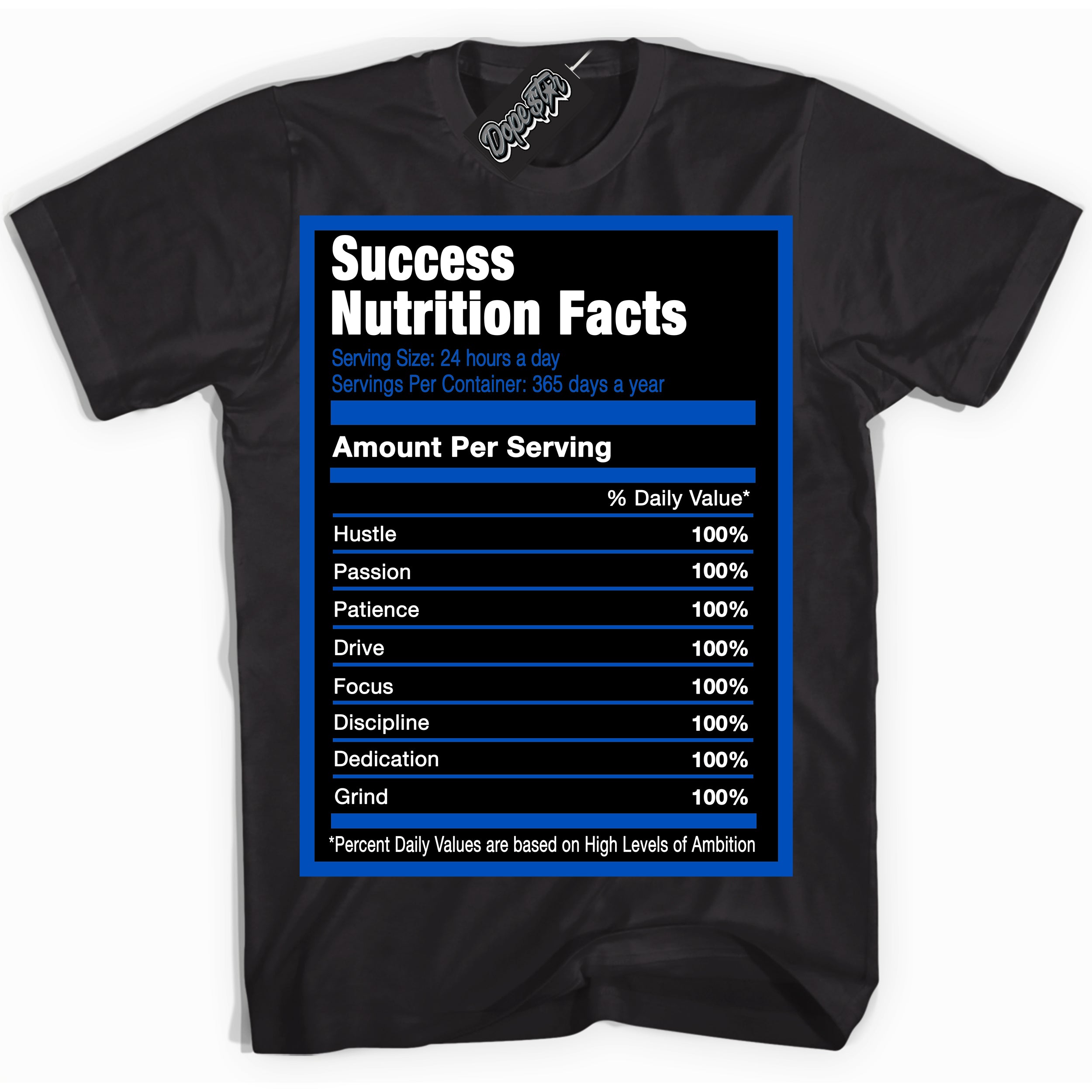 Dunk Low Astronomy Blue 'Success Nutrition' Shirt – Black Streetwear T-Shirt | Sneaker Matching Tee for Dunk Low Astronomy Blue | Men's & Women's Streetwear Outfit by Sneaker Shirts Outlet.