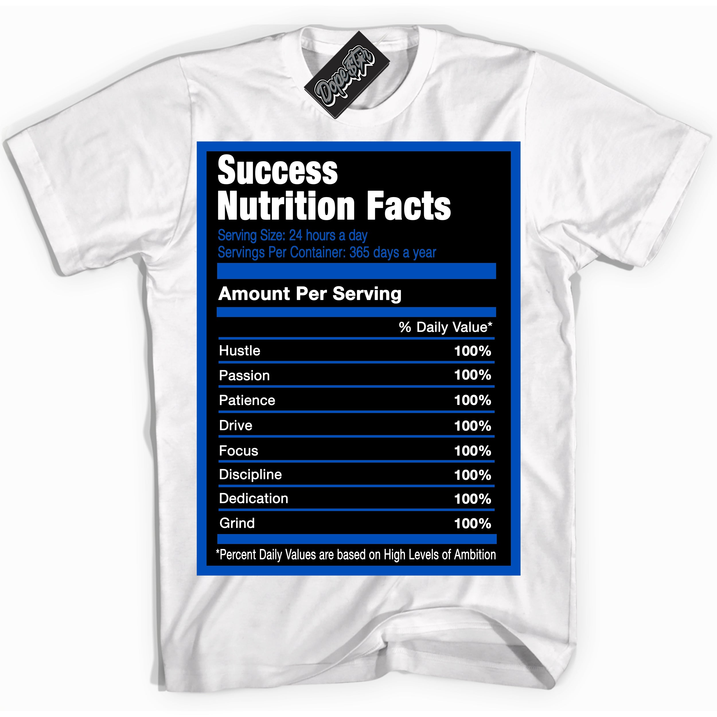 Dunk Low Astronomy Blue 'Success Nutrition' Shirt – White Streetwear T-Shirt | Sneaker Matching Tee for Dunk Low Astronomy Blue | Men's & Women's Streetwear Outfit by Sneaker Shirts Outlet.