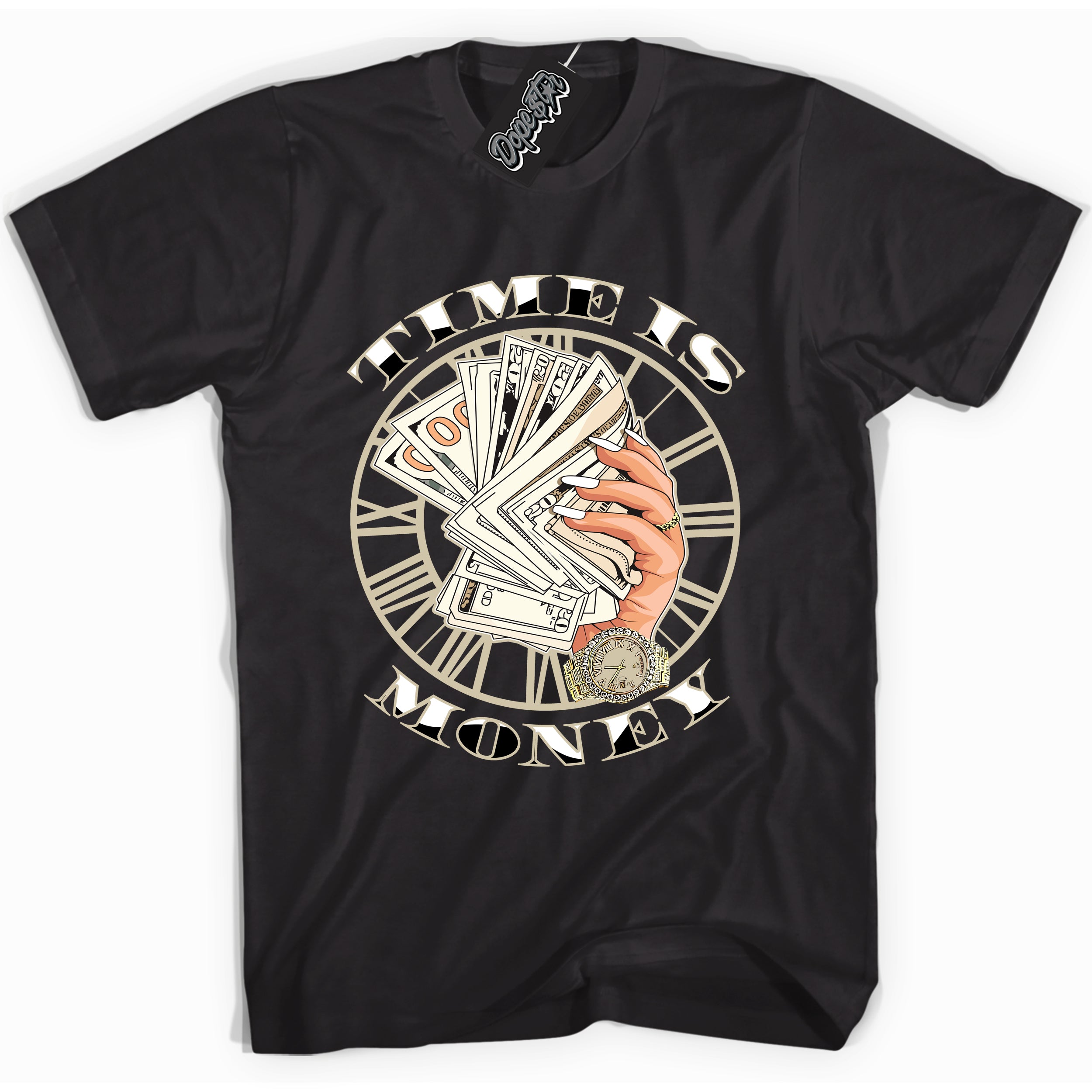 Cool Black Shirt with “ Time Is Money” design that perfectly matches Gratitude 11s Sneakers.