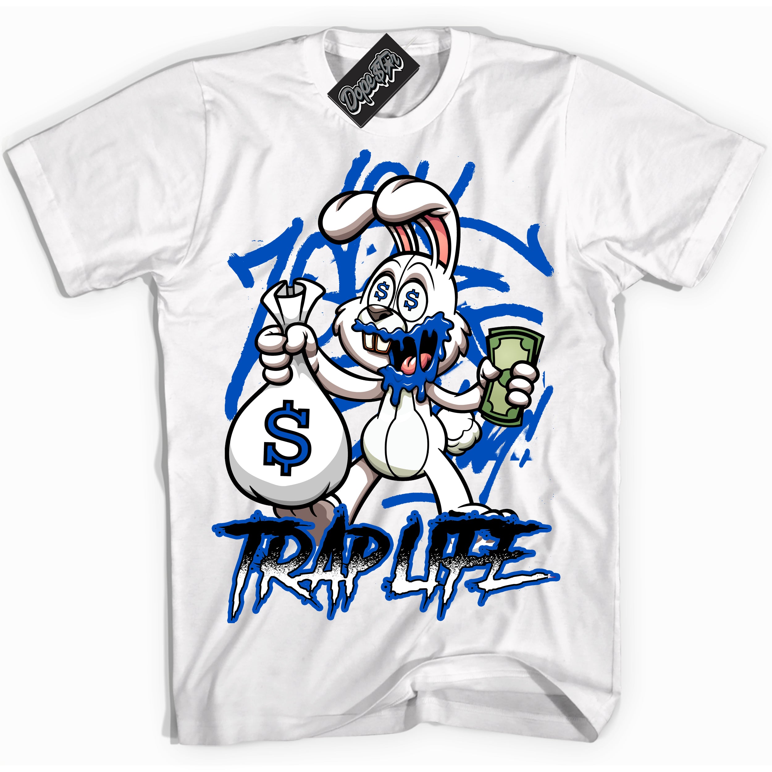 Dunk Low Astronomy Blue 'Trap Rabbit' Shirt – White Streetwear T-Shirt | Sneaker Matching Tee for Dunk Low Astronomy Blue | Men's & Women's Streetwear Outfit by Sneaker Shirts Outlet.