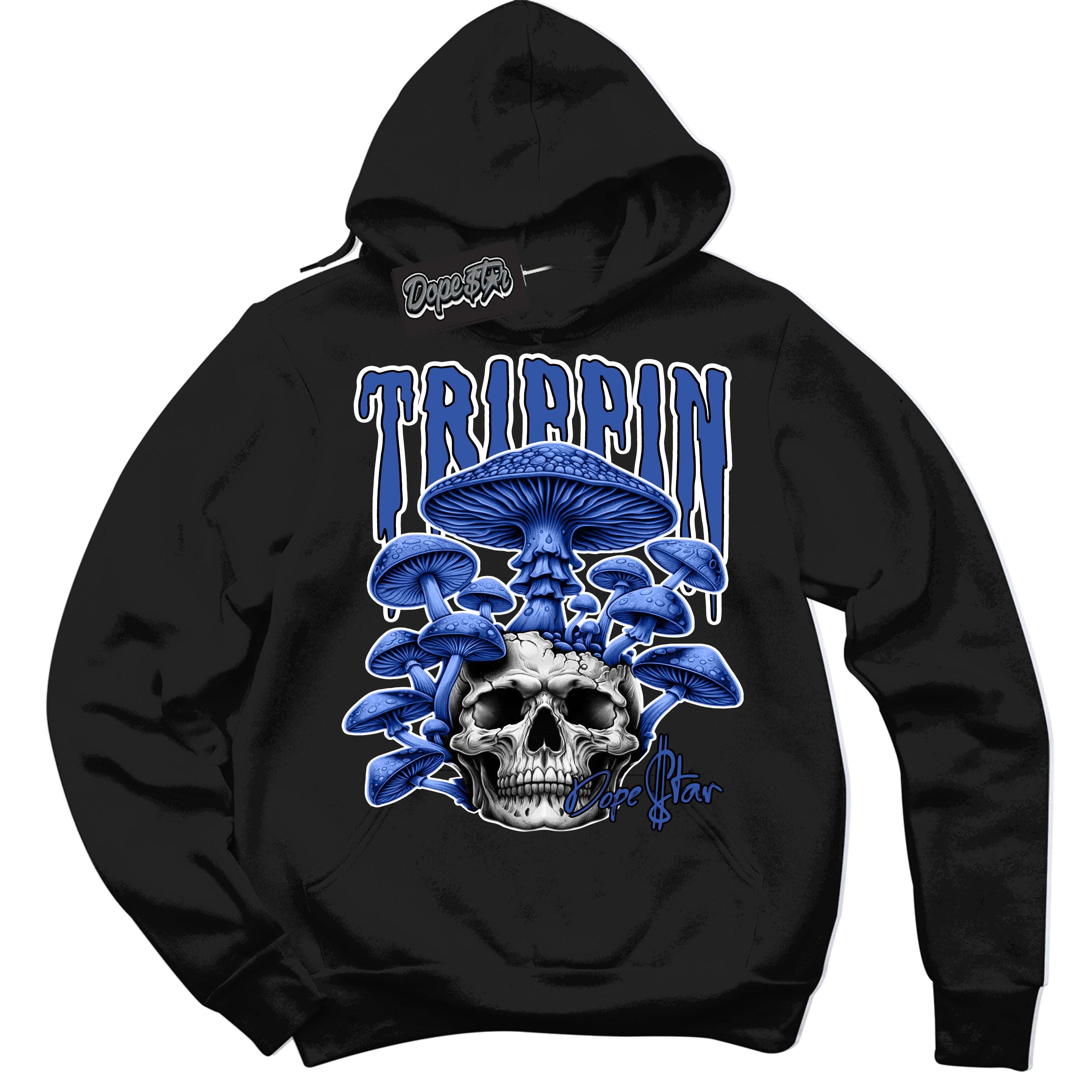 Dunk Low Astronomy Blue 'Trippin' Hoodie – Black Streetwear Sweatshirt | Sneaker Matching Hoodie for Dunk Low Astronomy Blue | Men's & Women's Streetwear Outfit by Sneaker Shirts Outlet.