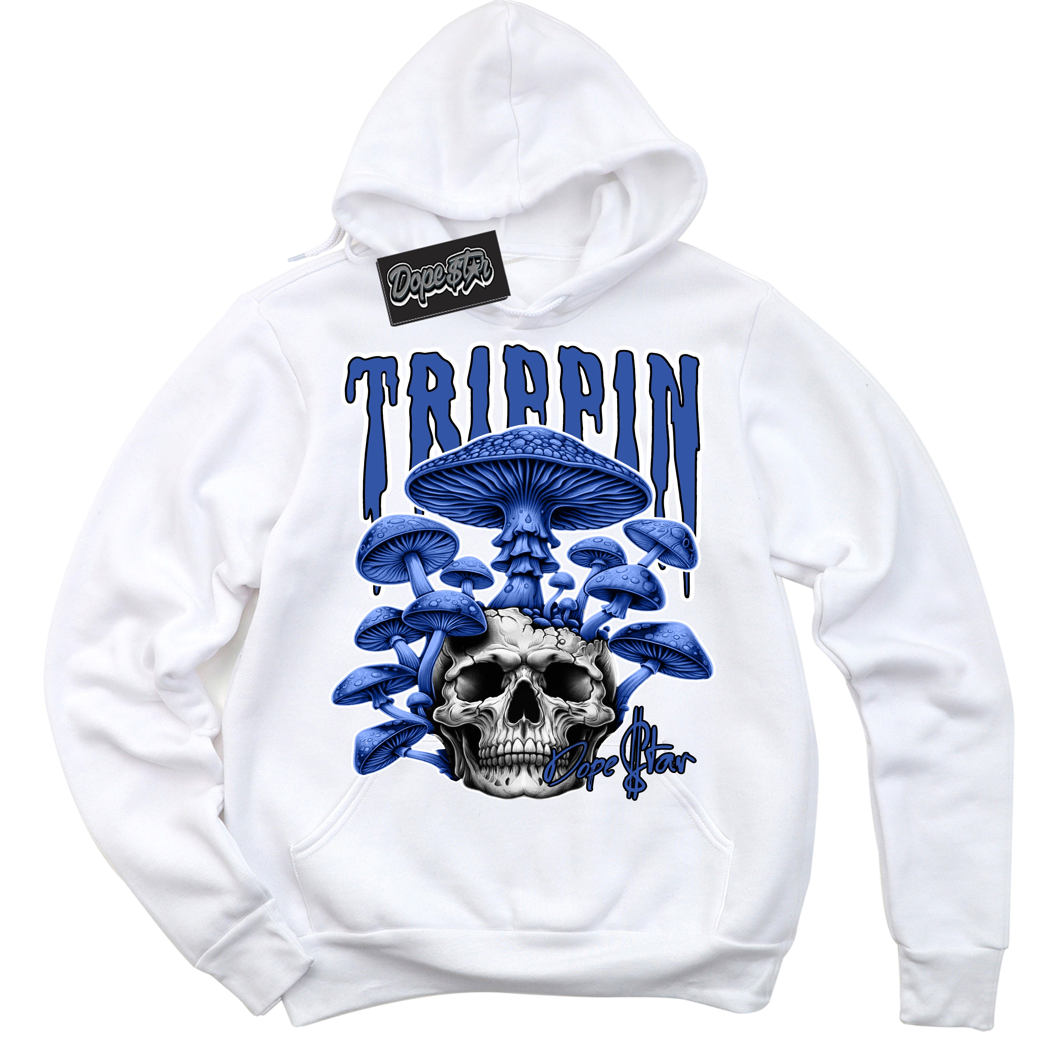 Dunk Low Astronomy Blue 'Trippin' Hoodie – White Streetwear Sweatshirt | Sneaker Matching Hoodie for Dunk Low Astronomy Blue | Men's & Women's Streetwear Outfit by Sneaker Shirts Outlet.