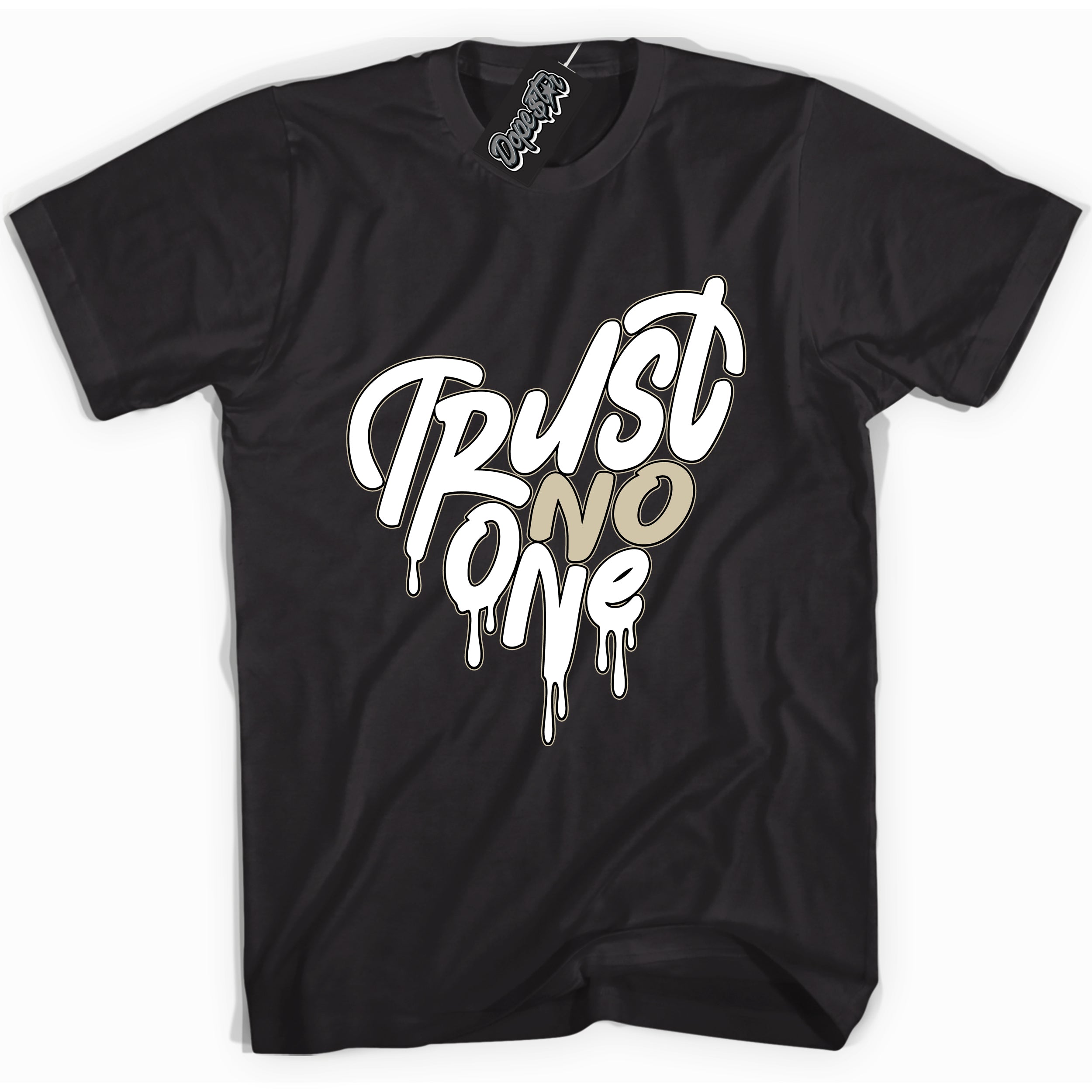 Cool Black Shirt with “ Trust No One Heart” design that perfectly matches Gratitude 11s Sneakers.