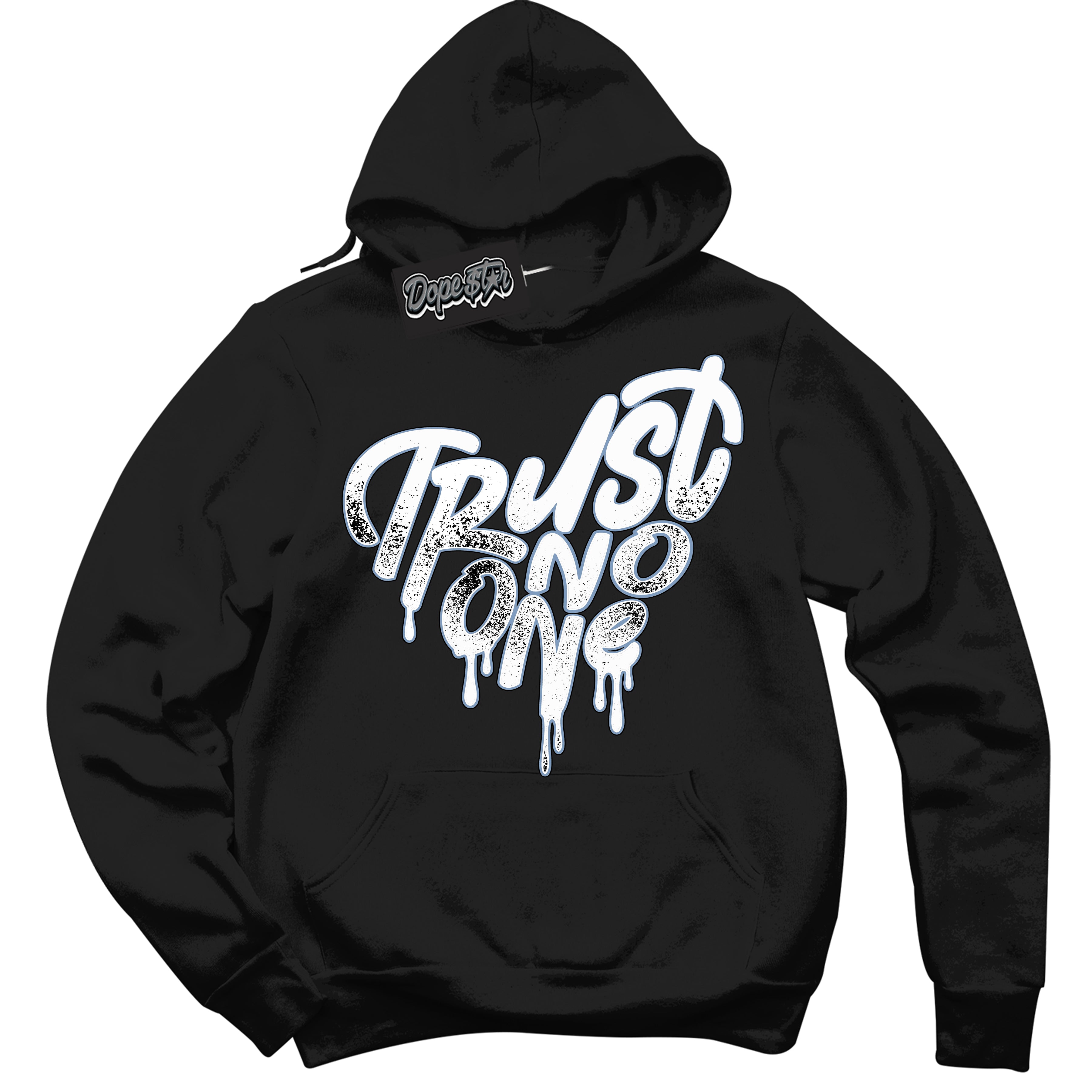 Cool Black Hoodie with “ Trust No One Heart ” design that Perfectly Matches Reverse Oreo 6s Sneakers.
