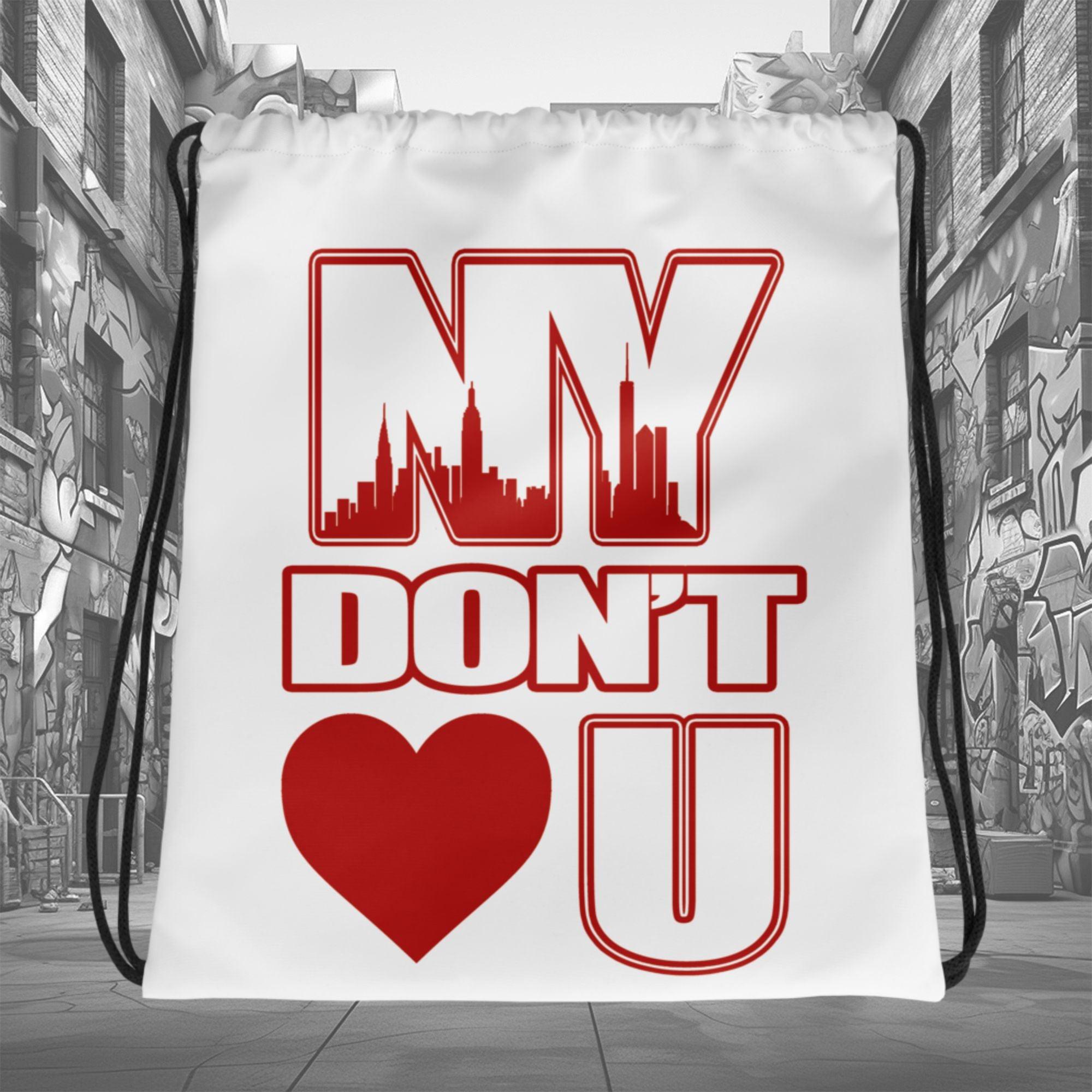 Amazing White NY Don’t Love U Drawstring Bag Air Jordan 11 Cherry photo.