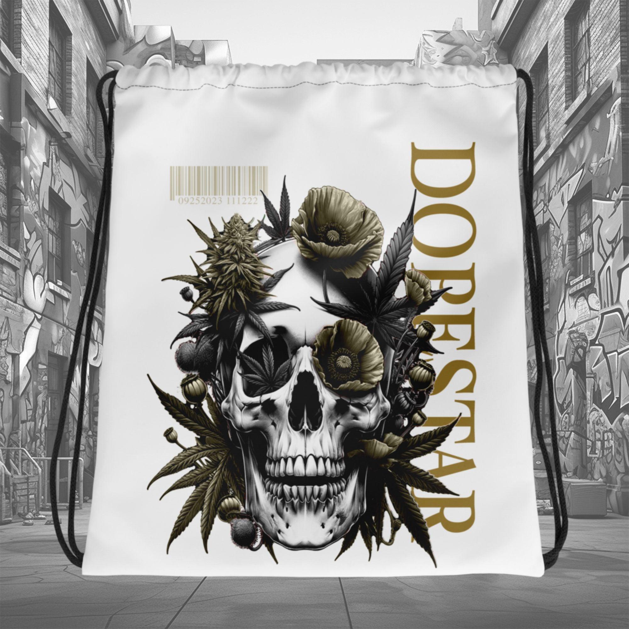 Amazing White Skull Cannabis Poppies Drawstring Bag Air Jordan 1 High Zoom Comfort 2 Dia de Muertos photo.