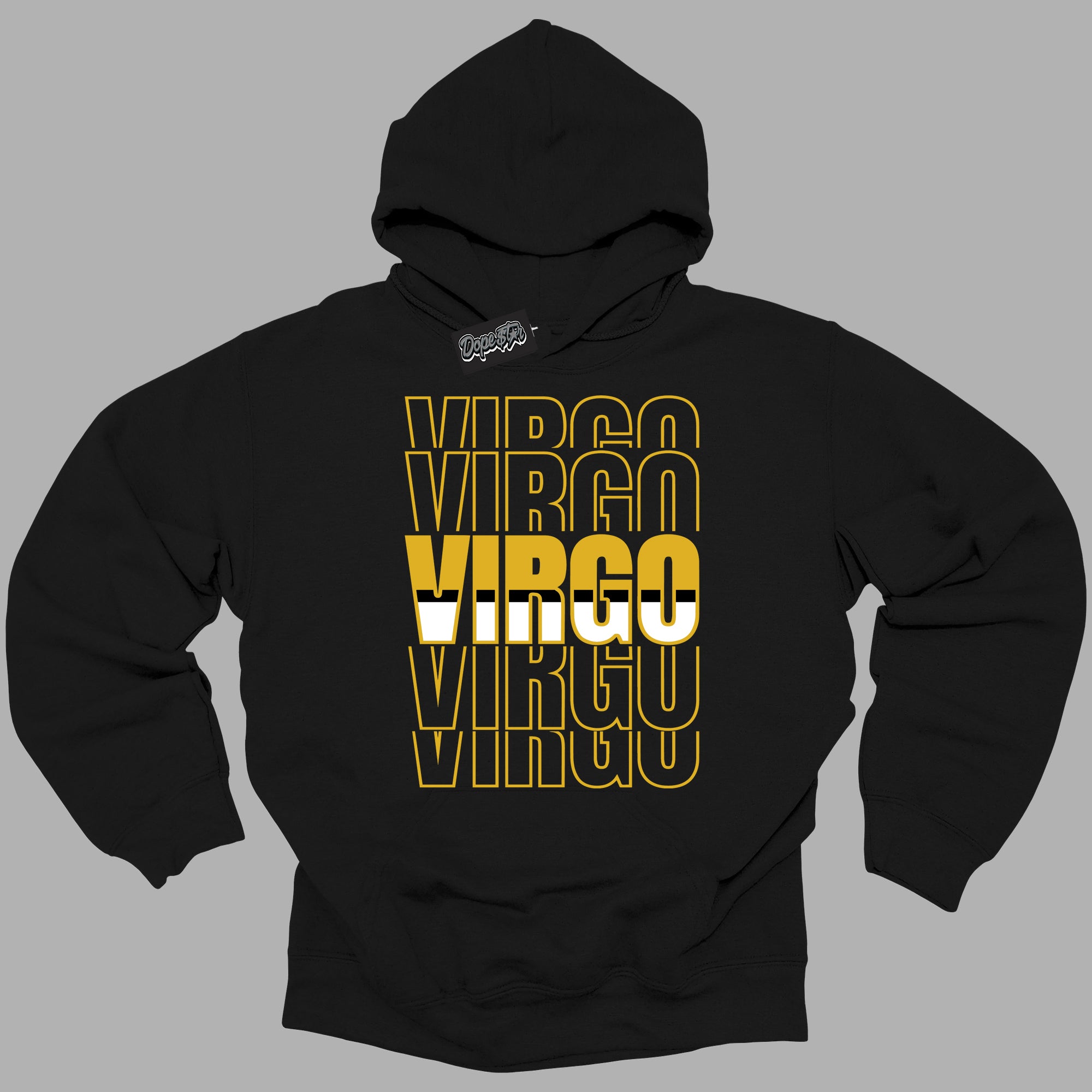 Cool Black Hoodie with “Virgo ” design that Perfectly Matches Yellow Ochre 6s Sneakers.