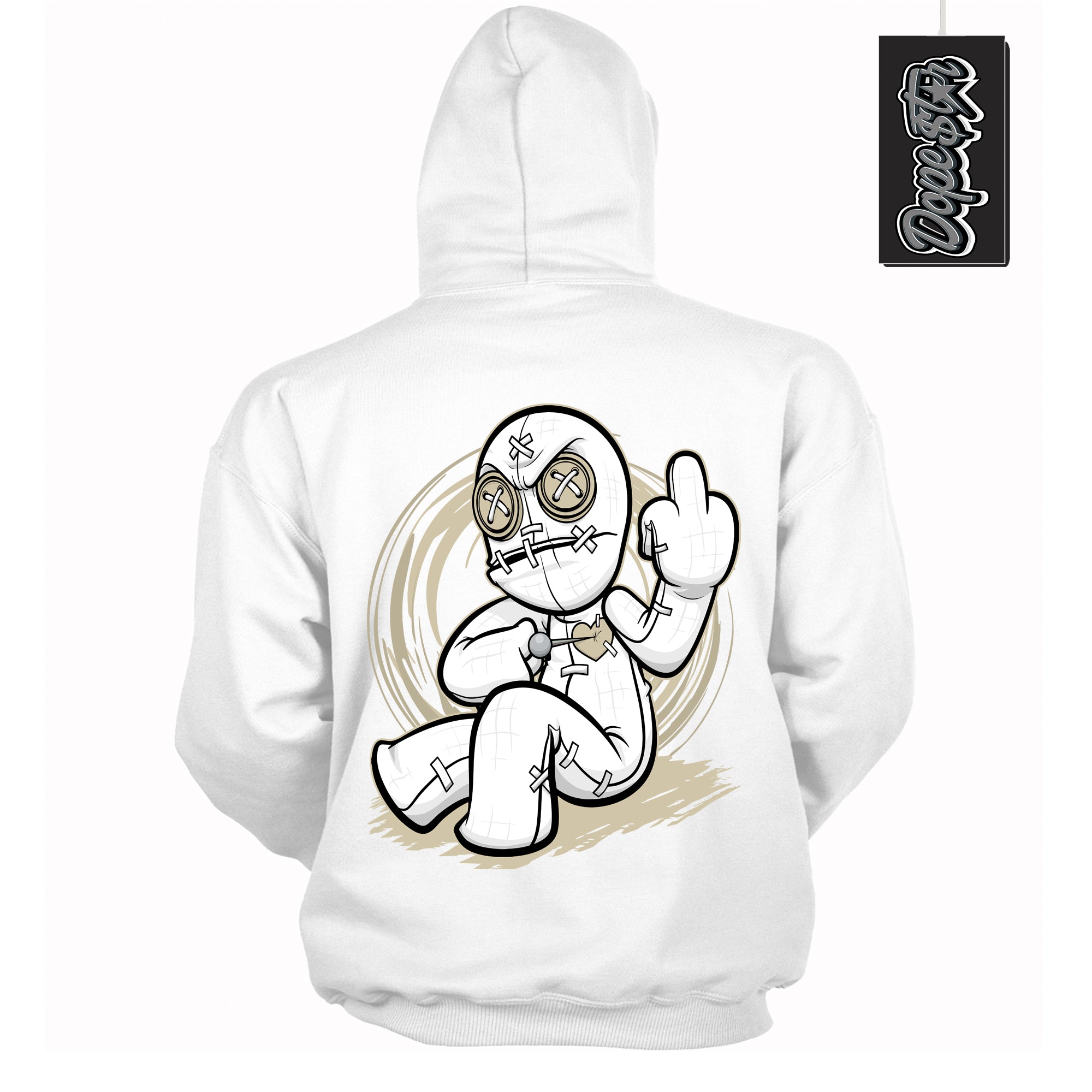 Cool White Hoodie with “ VooDoo Doll ” design that Perfectly Matches Gratitude 11s Sneakers.
