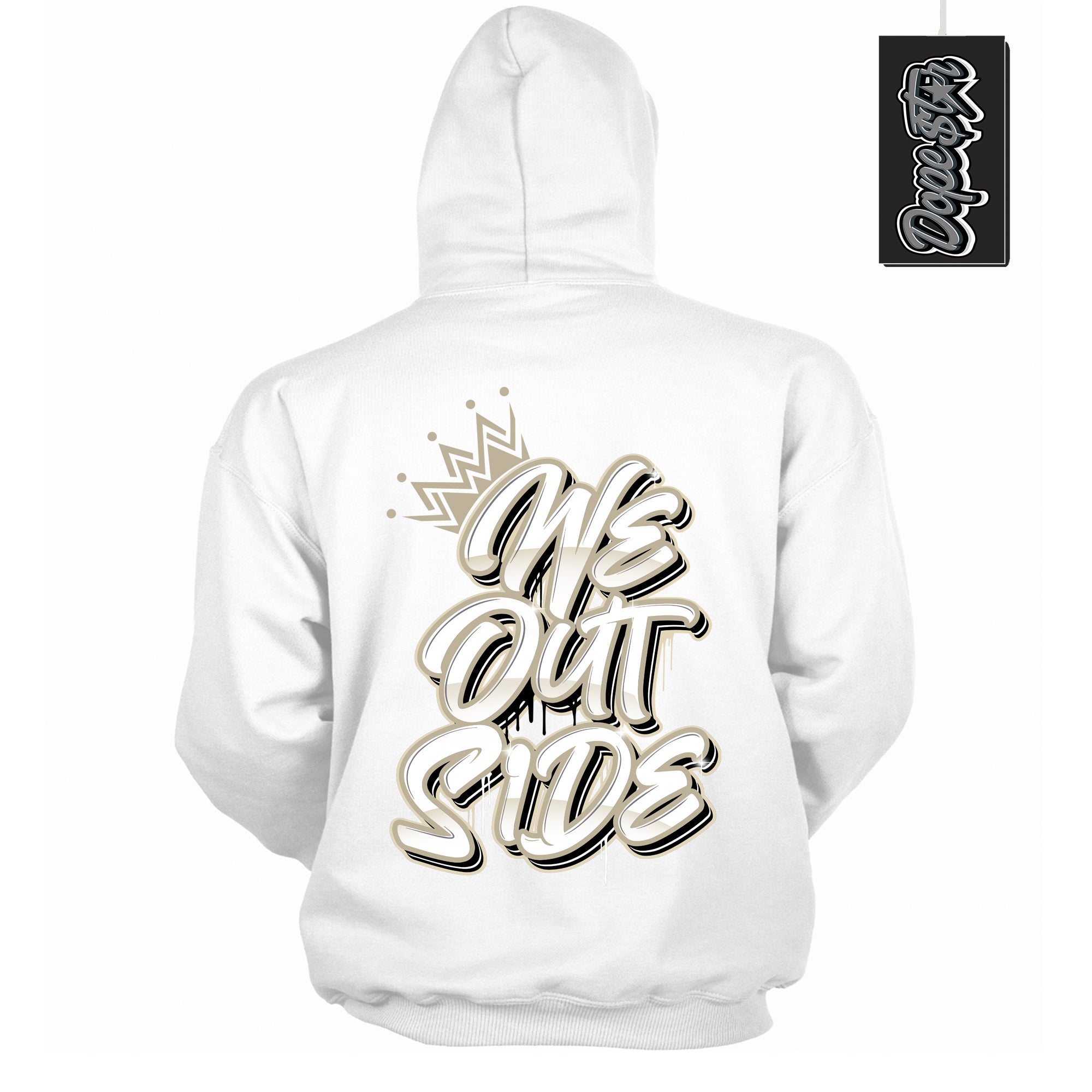 Cool White Hoodie with “ We Outside ” design that Perfectly Matches Gratitude 11s Sneakers.