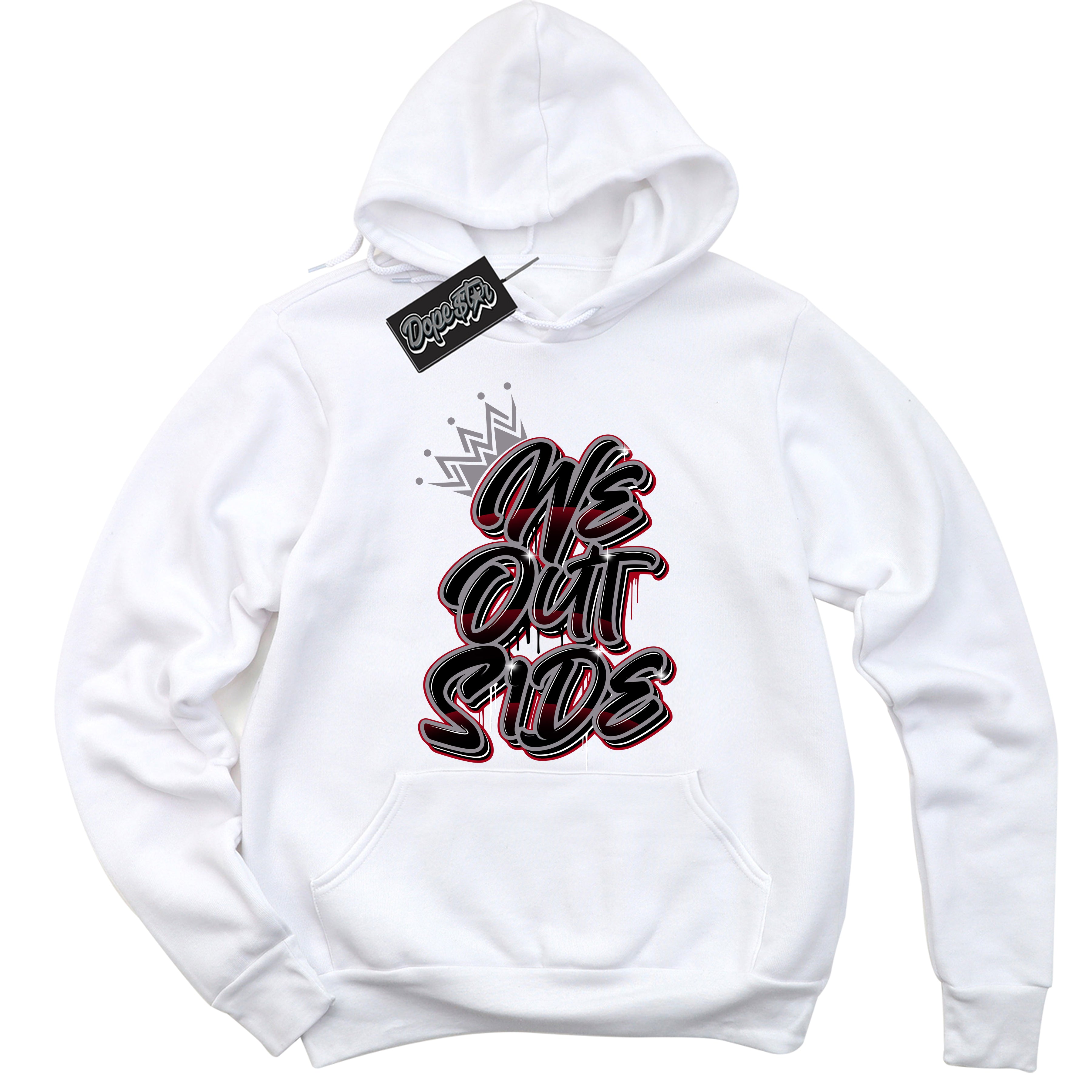 Cool White Hoodie with “ We Outside ” design that Perfectly Matches Bred Reimagined 4s Jordans.