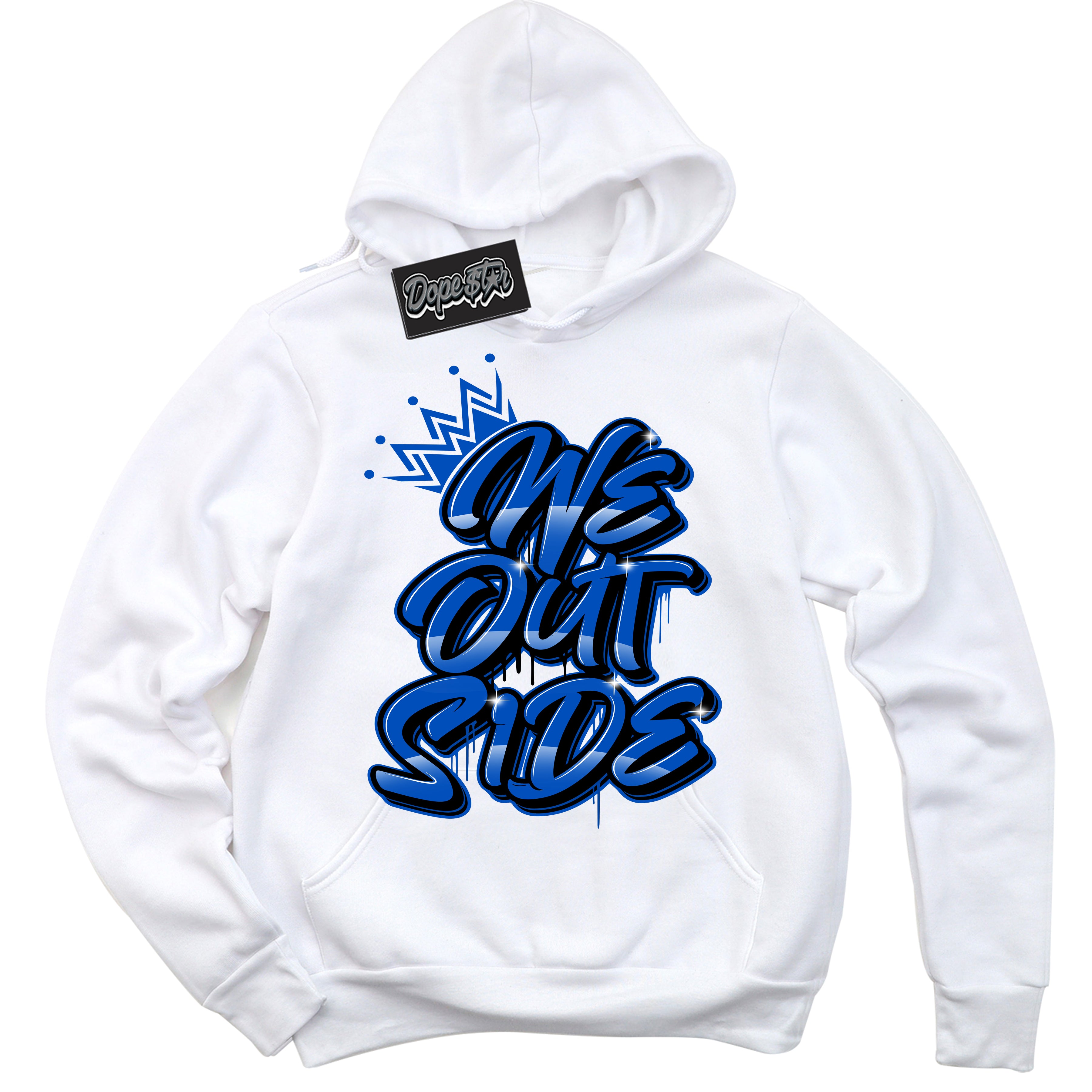Dunk Low Astronomy Blue 'We Outside' Hoodie – White Streetwear Sweatshirt | Sneaker Matching Hoodie for Dunk Low Astronomy Blue | Men's & Women's Streetwear Outfit by Sneaker Shirts Outlet.