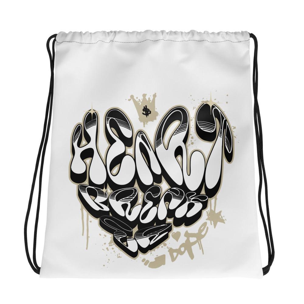 Amazing White Heartbreaker Graffiti Drawstring Bag AIR JORDAN 11 RETRO GRATITUDE photo.
