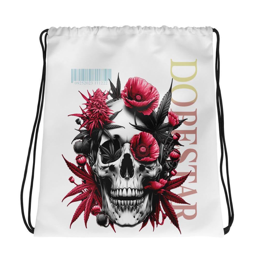 Amazing White Skull Cannabis Poppies Drawstring Bag AIR JORDAN 1 Retro High OG NEXT CHAPTER SPIDER-VERSE photo.