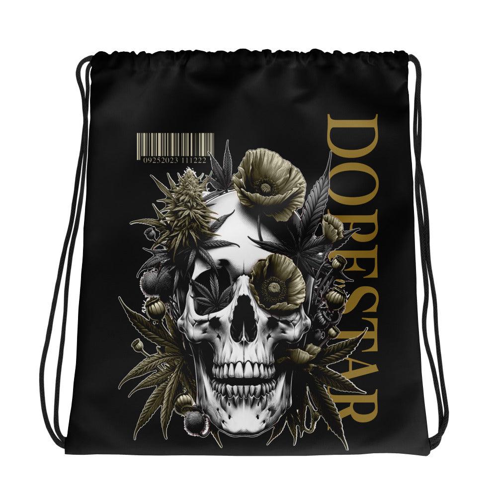 Amazing Black Skull Cannabis Poppies Drawstring Bag Air Jordan 1 High Zoom Comfort 2 Dia de Muertos photo.