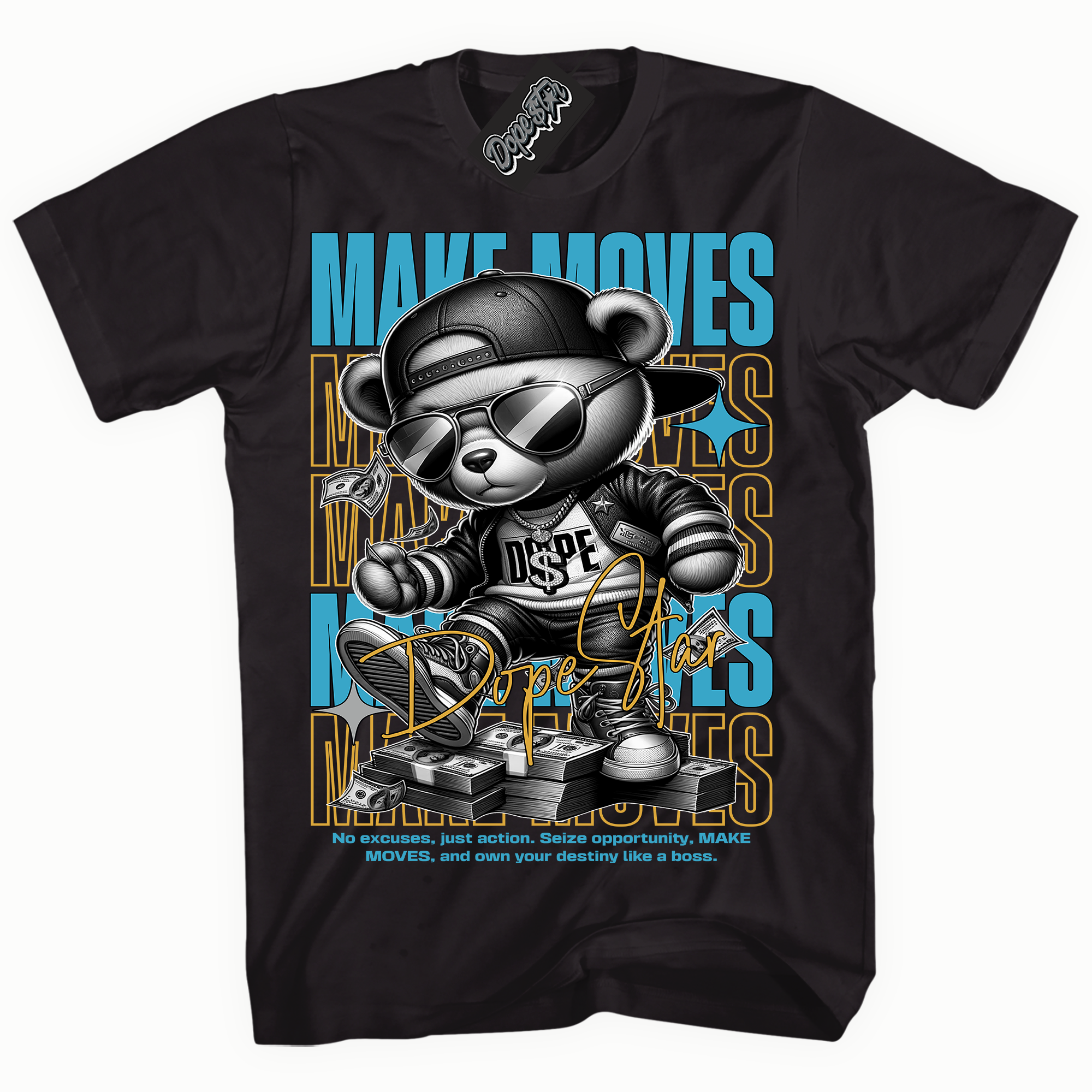 Cool Black graphic tee with “ Makin Moves ” print, that perfectly matches AQUA 5s sneakers