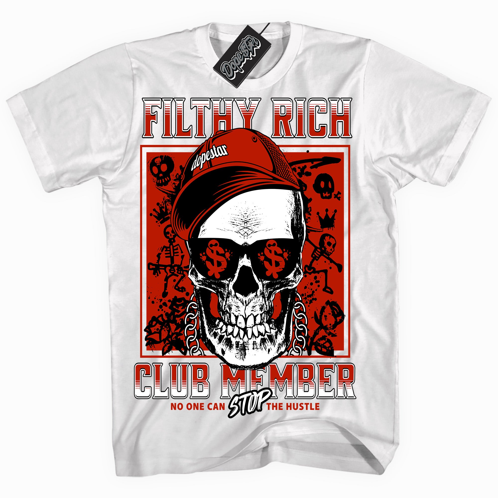Cool White graphic tee with “ Filthy Rich ” print, that perfectly matches CHERRY 11s sneakers