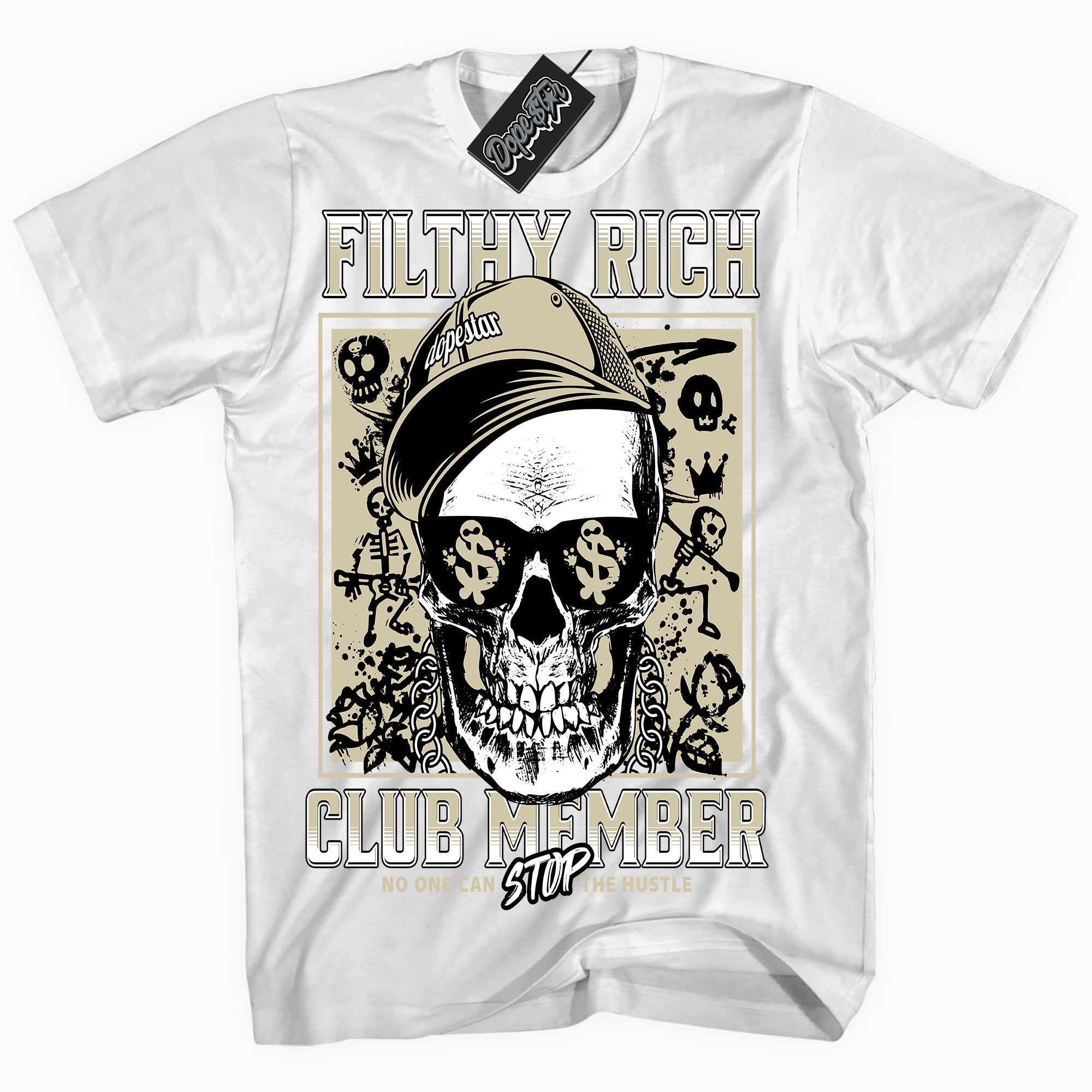Cool White graphic tee with “ Filthy Rich ” print, that perfectly matches GRATITUDE 11s sneakers