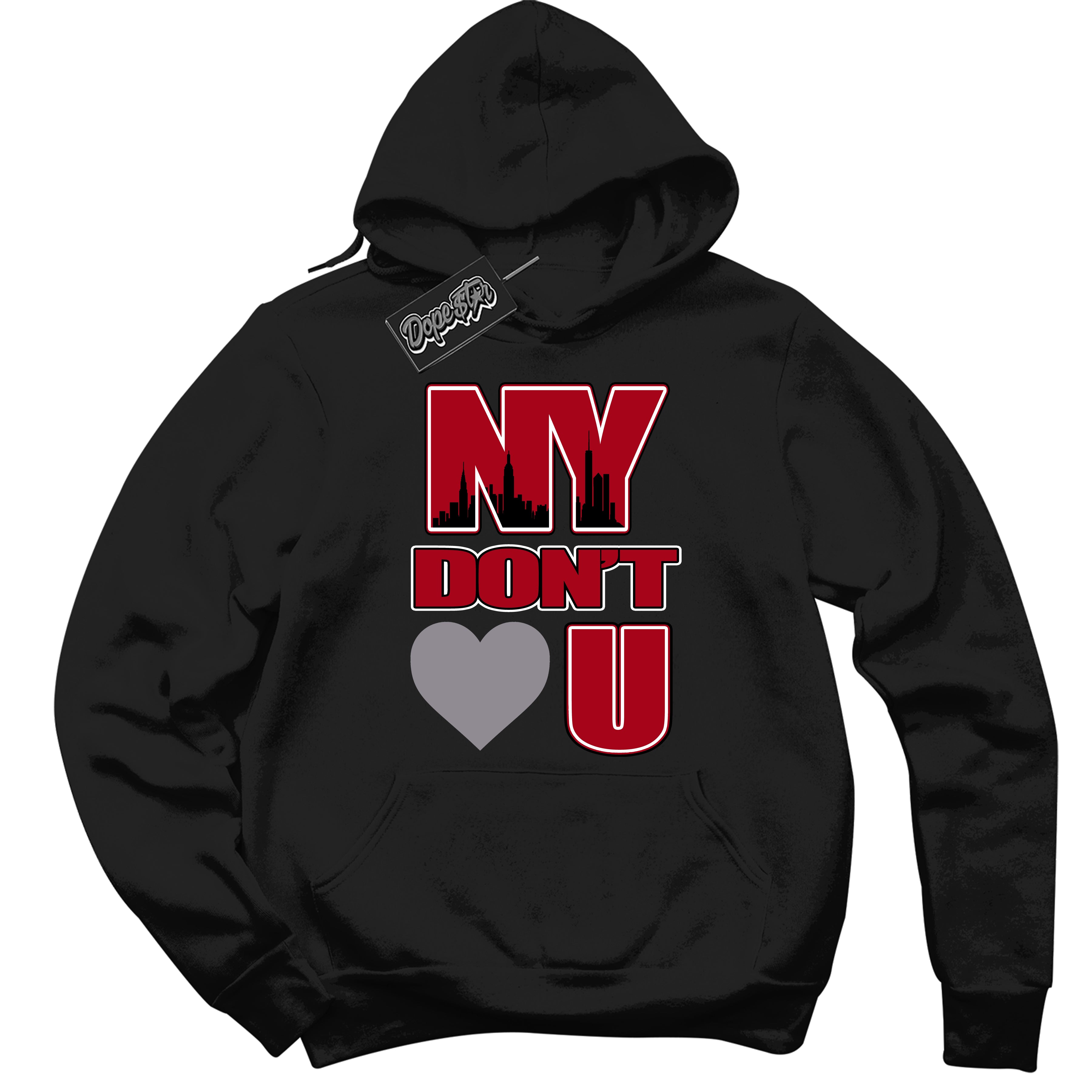 Cool Black Hoodie with “ NY Don't Love You ” design that Perfectly Matches Bred Reimagined 4s Jordans.