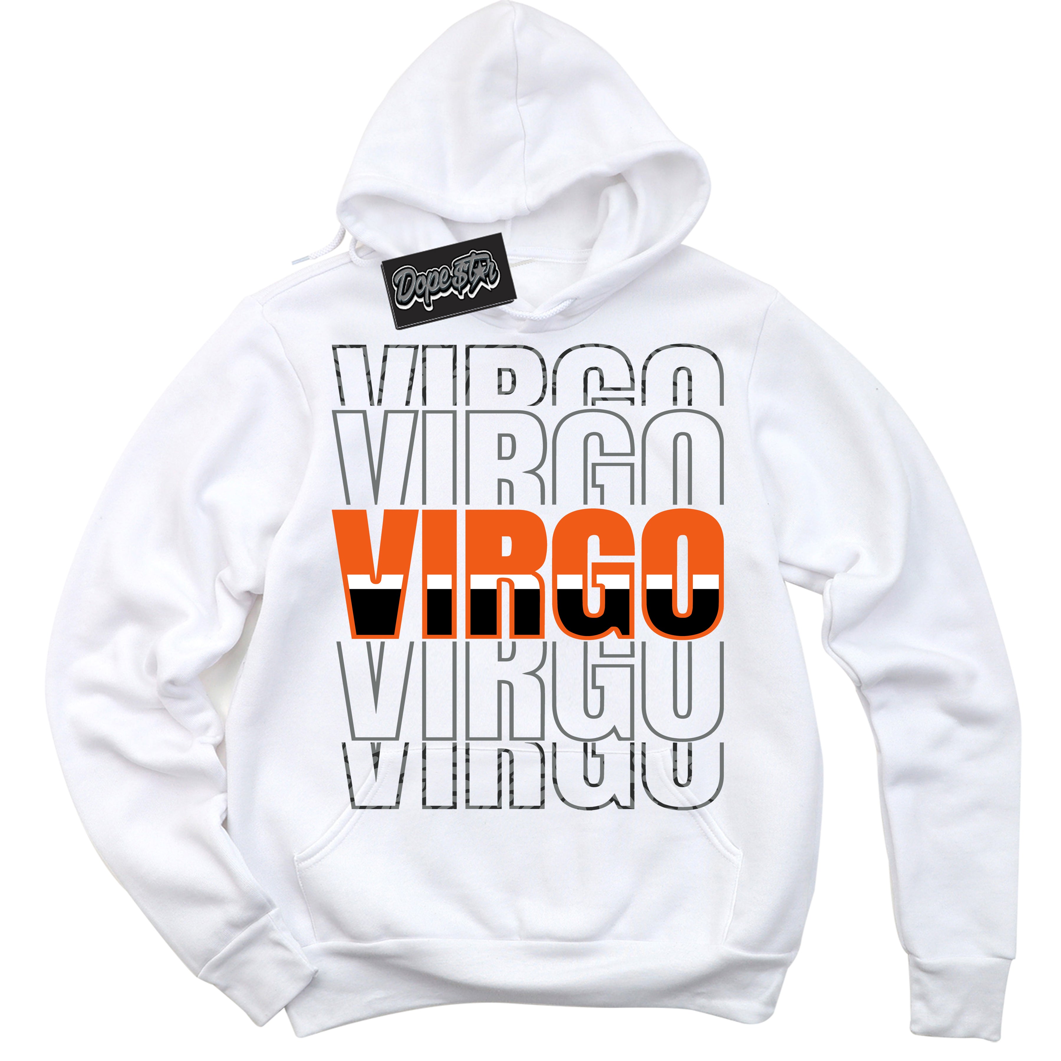 Cool White Graphic DopeStar Hoodie with “ Virgo “ print, that perfectly matches Fear Pack 3s sneakers