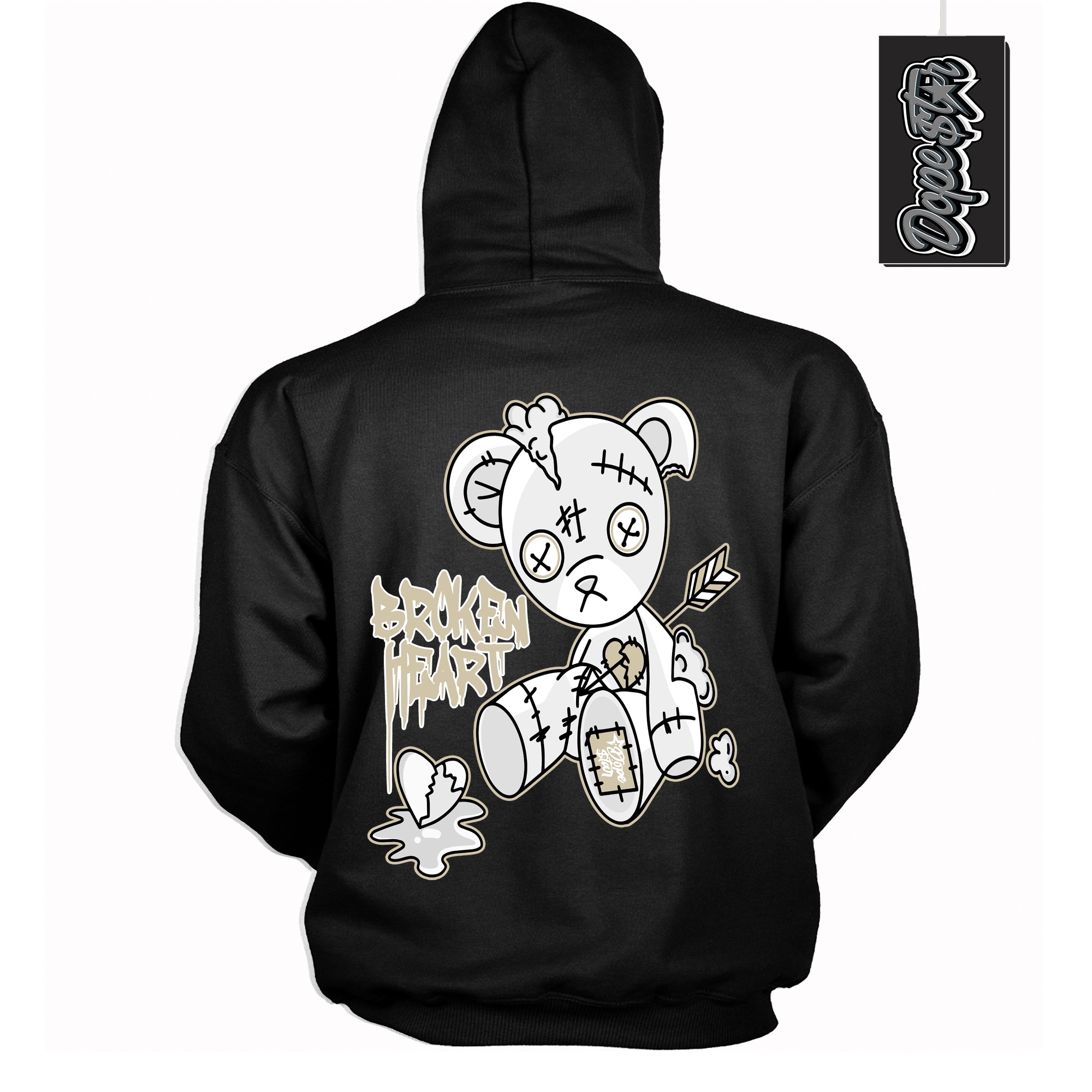 Cool Black Hoodie with “ Broken Heart Bear ” design that Perfectly Matches Gratitude 11s Sneakers.