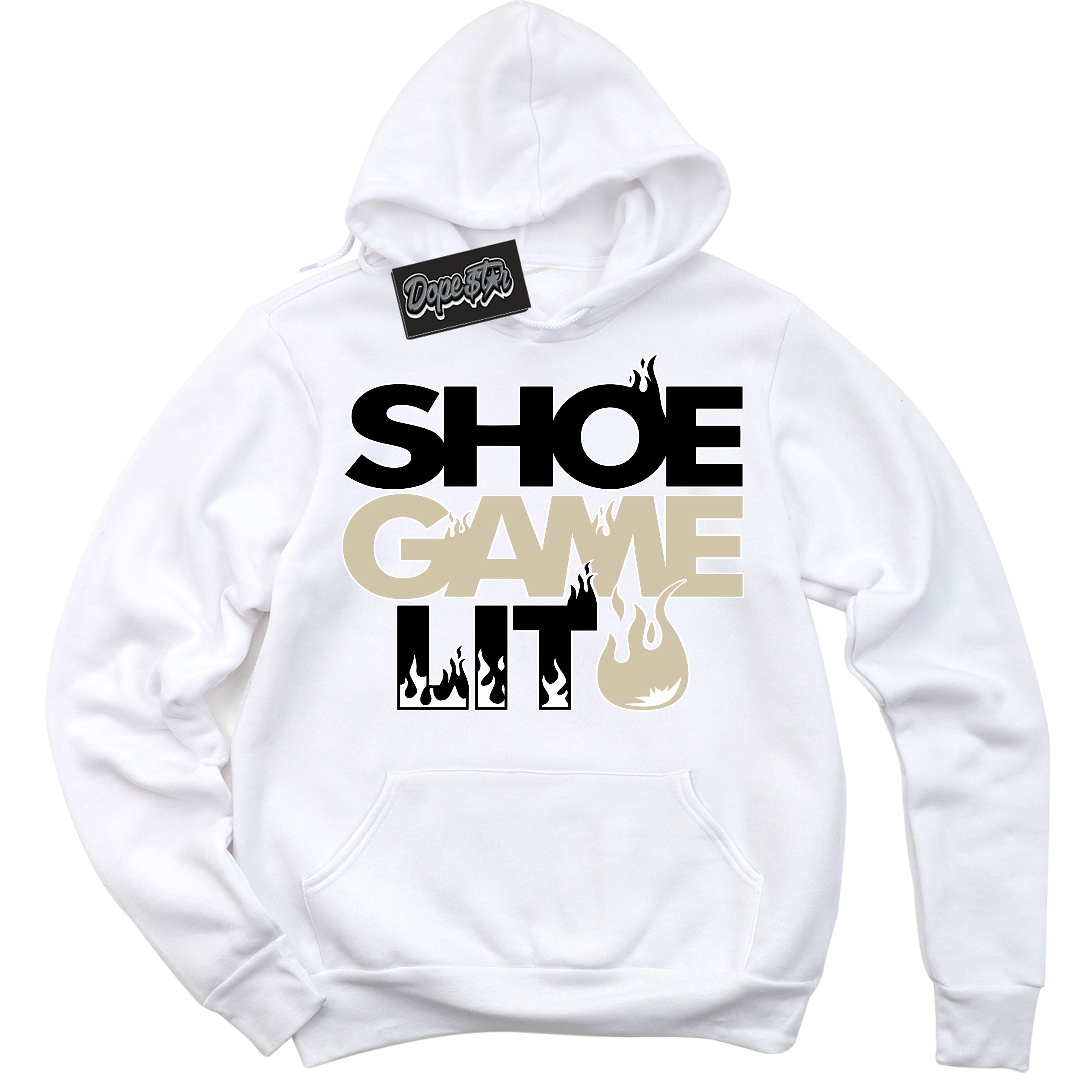 Cool White Hoodie with “ Shoe Game Lit '' design that Perfectly Matches Gratitude 11s Sneakers.
