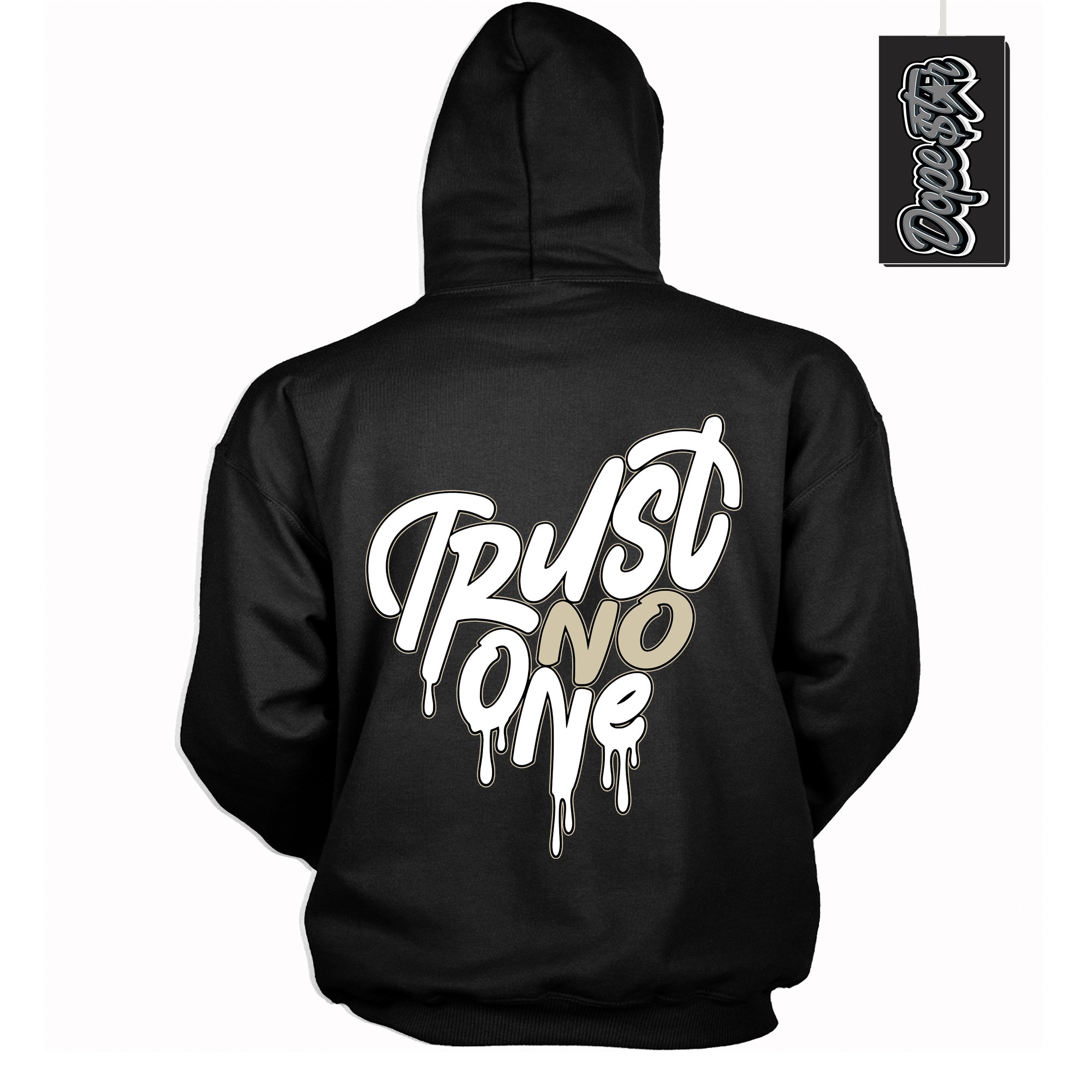 Cool Black Hoodie with “ Trust No One Heart ” design that Perfectly Matches Gratitude 11s Sneakers.