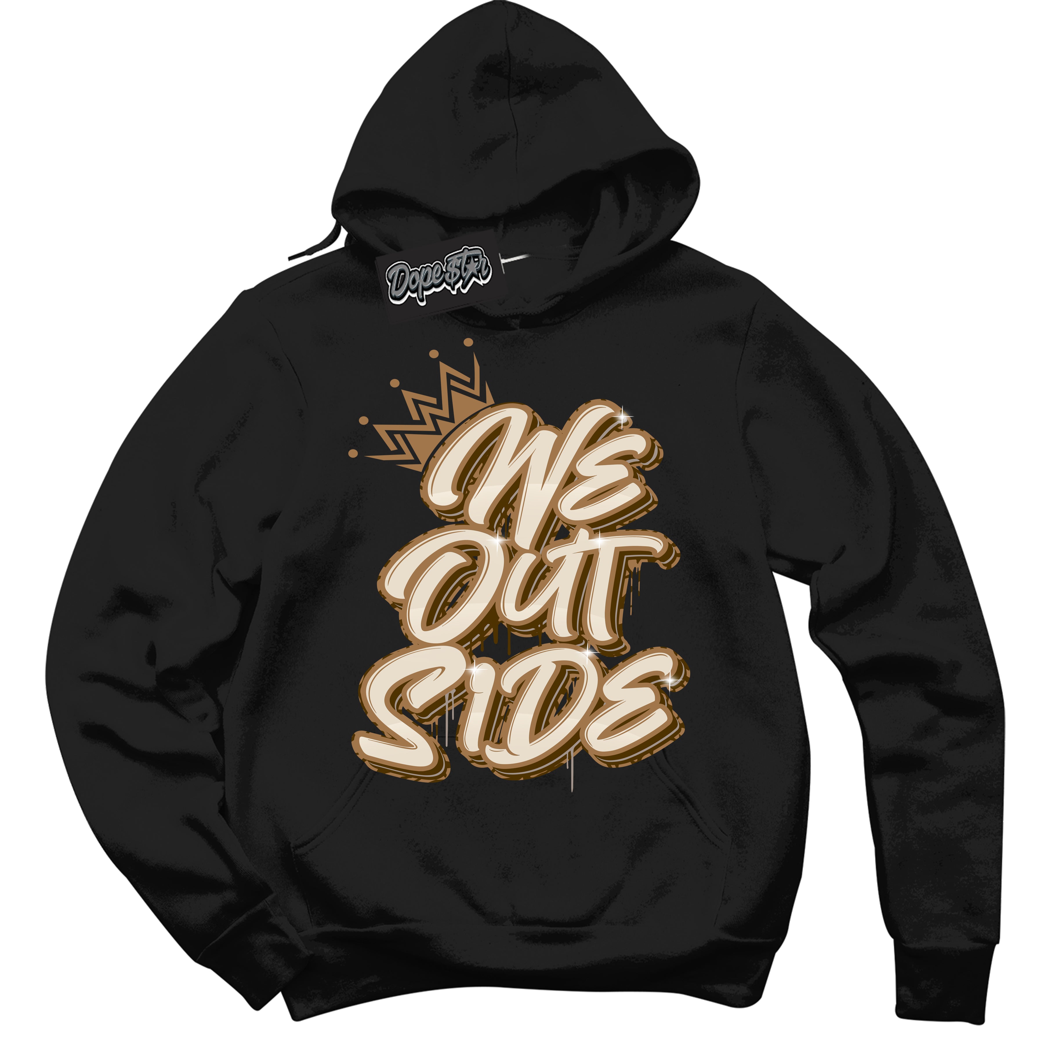 Cool Black Graphic DopeStar Hoodie with “ We Outside “ print, that perfectly matches Palomino 3s sneakers