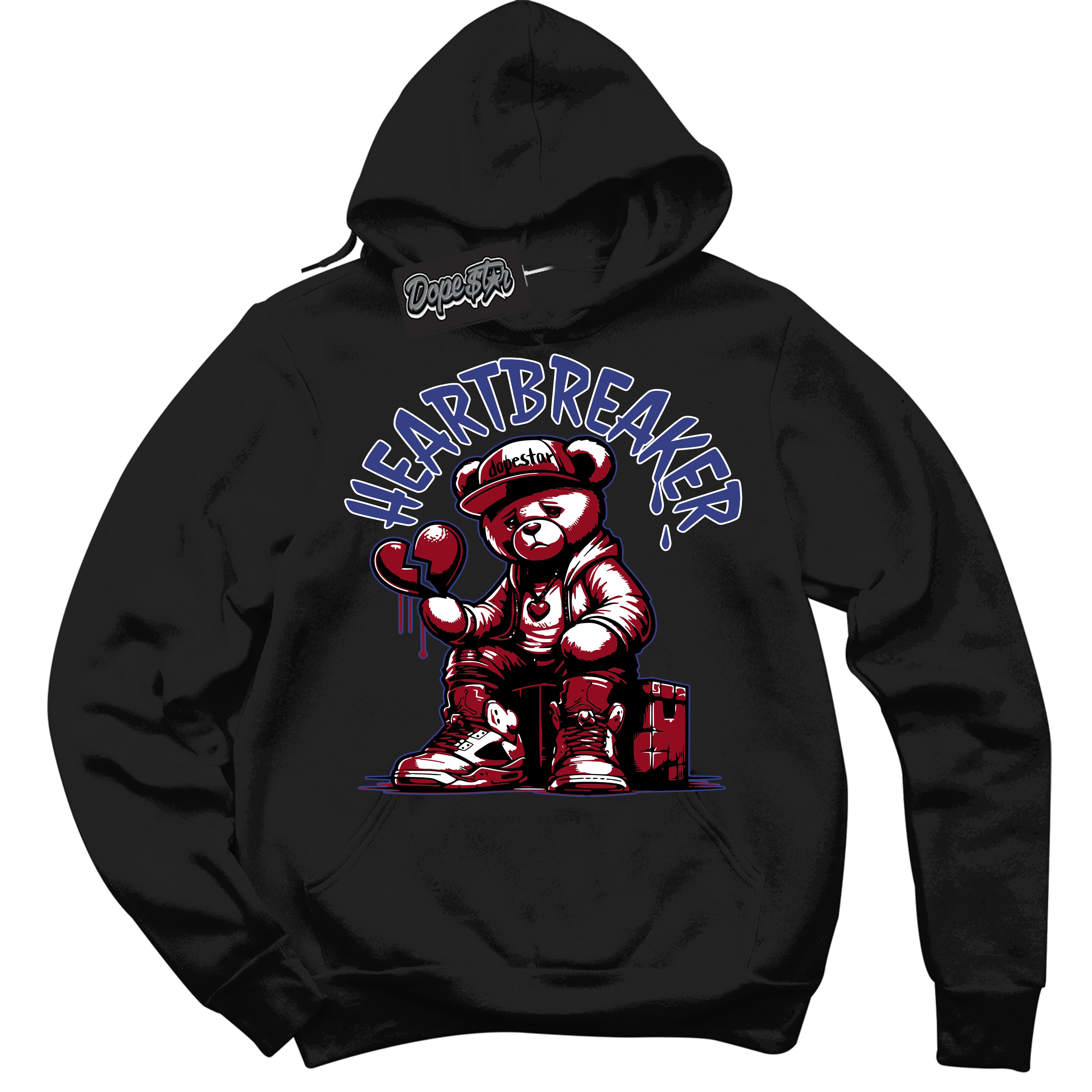 Cool Black Hoodie with “ Heartbreaker Bear ” design that Perfectly Matches Playoffs 8s Sneakers.
