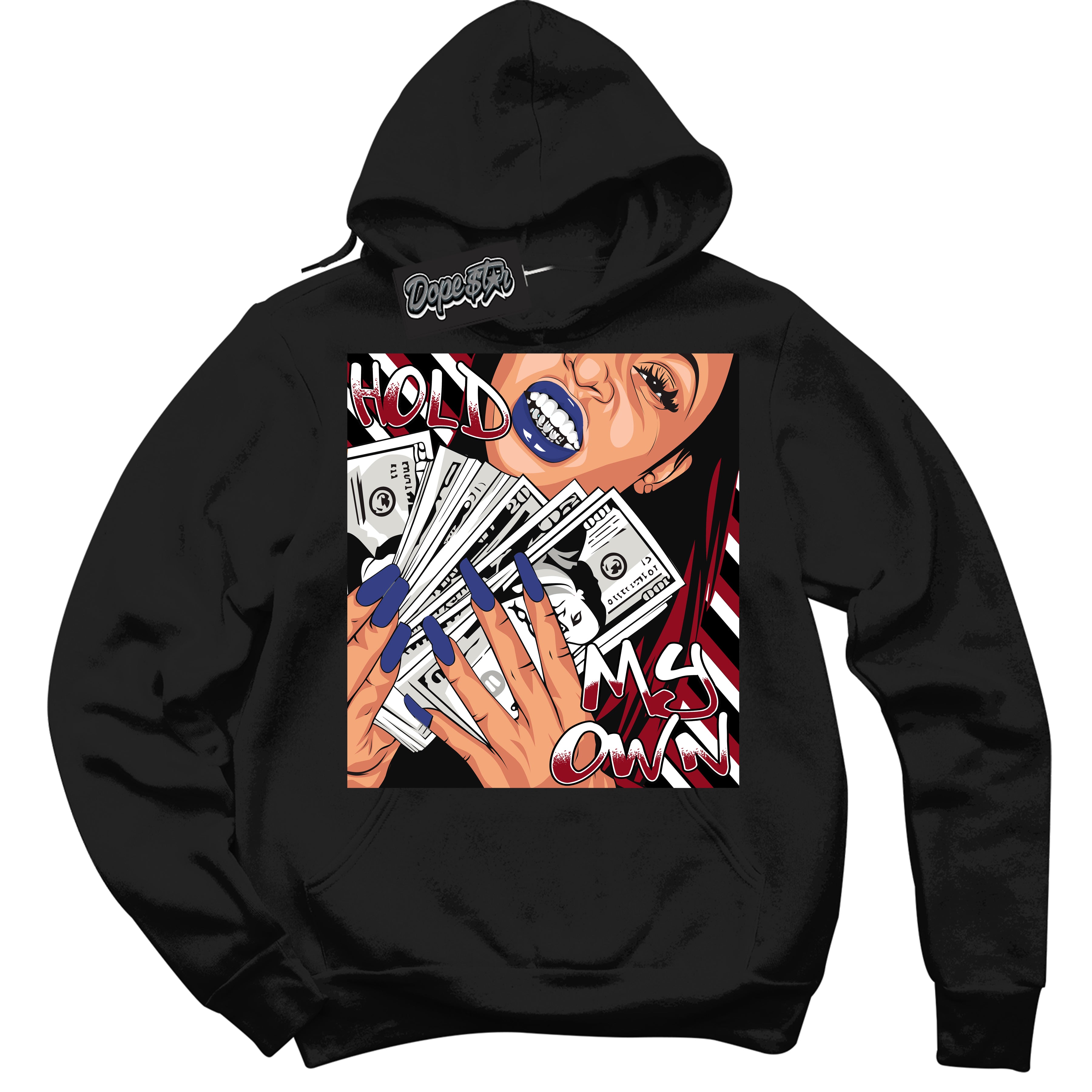 Cool Black Hoodie with “ Hold My Own ” design that Perfectly Matches Playoffs 8s Sneakers.