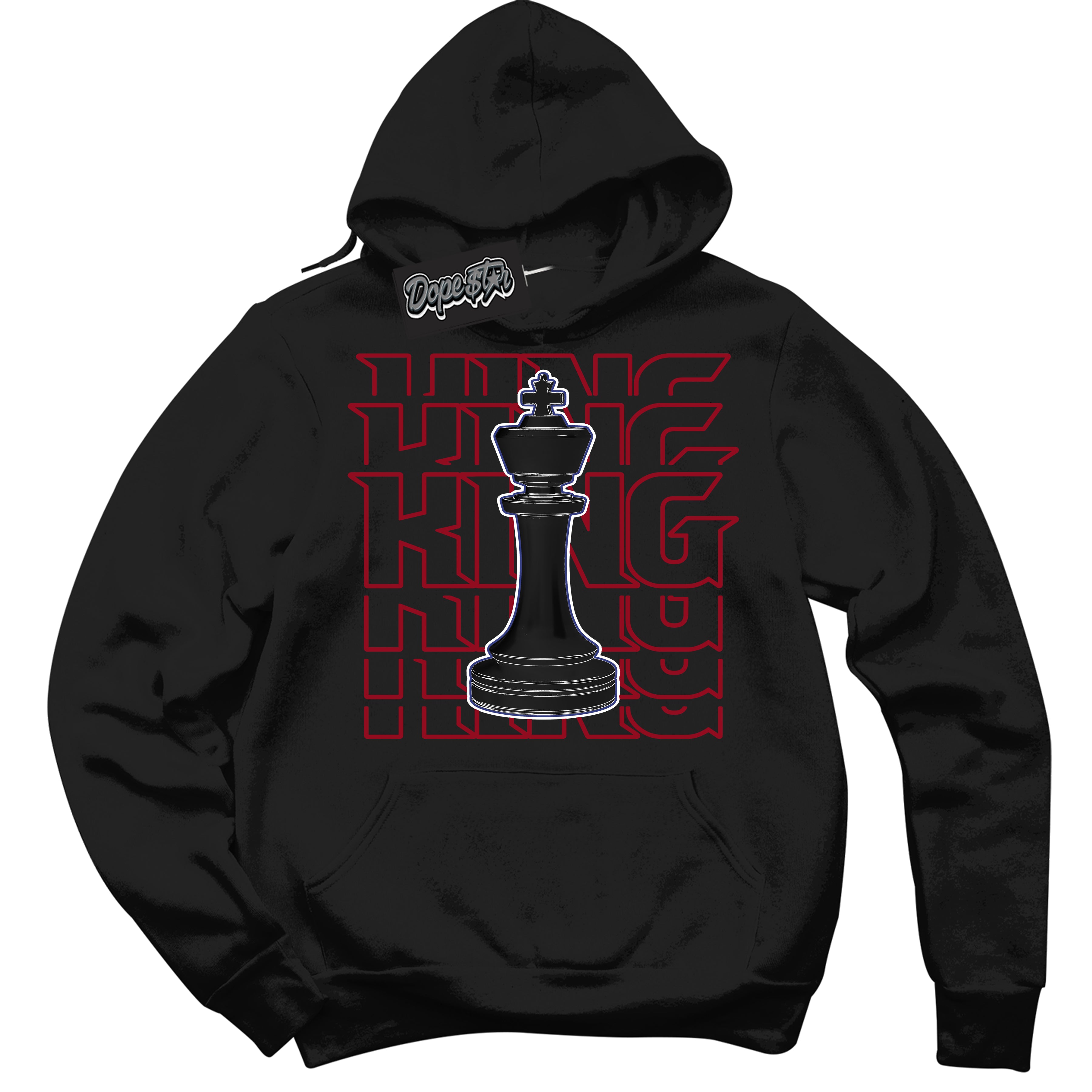 Cool Black Hoodie with “ King Chess ” design that Perfectly Matches Playoffs 8s Sneakers.
