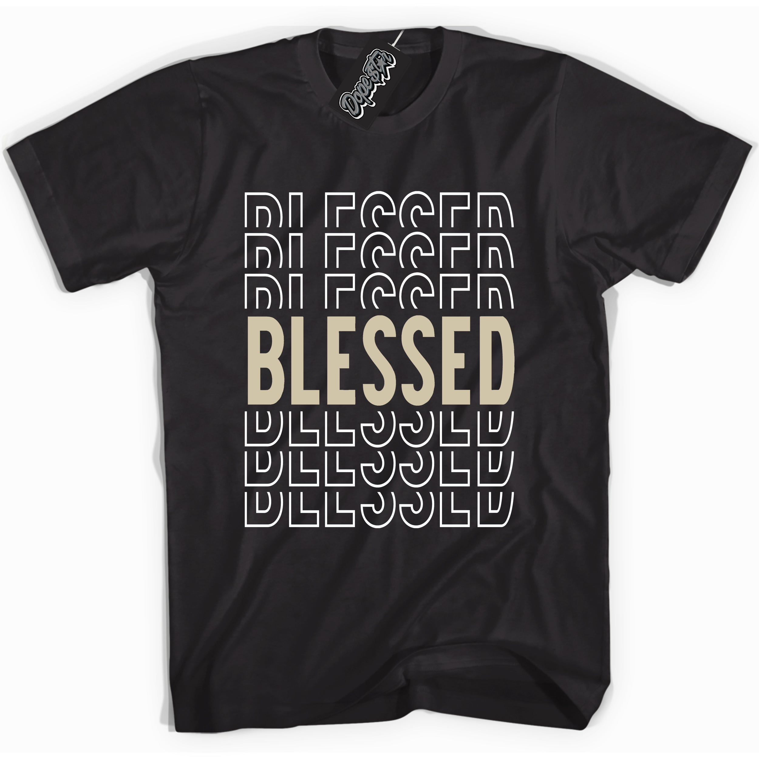 Cool Black graphic tee with “ Blessed ” print, that perfectly matches GRATITUDE 11s sneakers