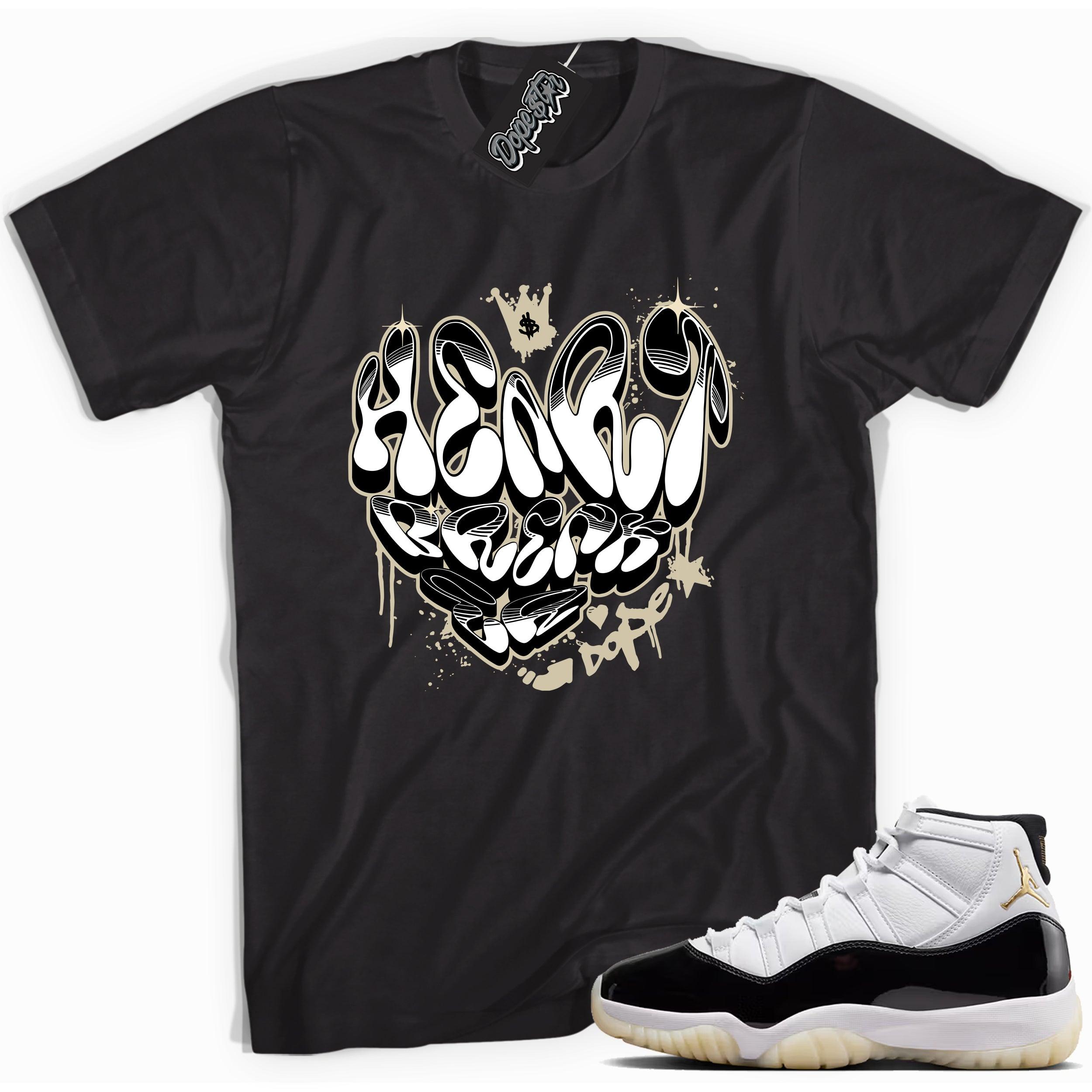 Cool Black graphic tee with “ Heartbreaker Graffiti ” print, that perfectly matches AIR JORDAN 11 GRATITUDE sneakers