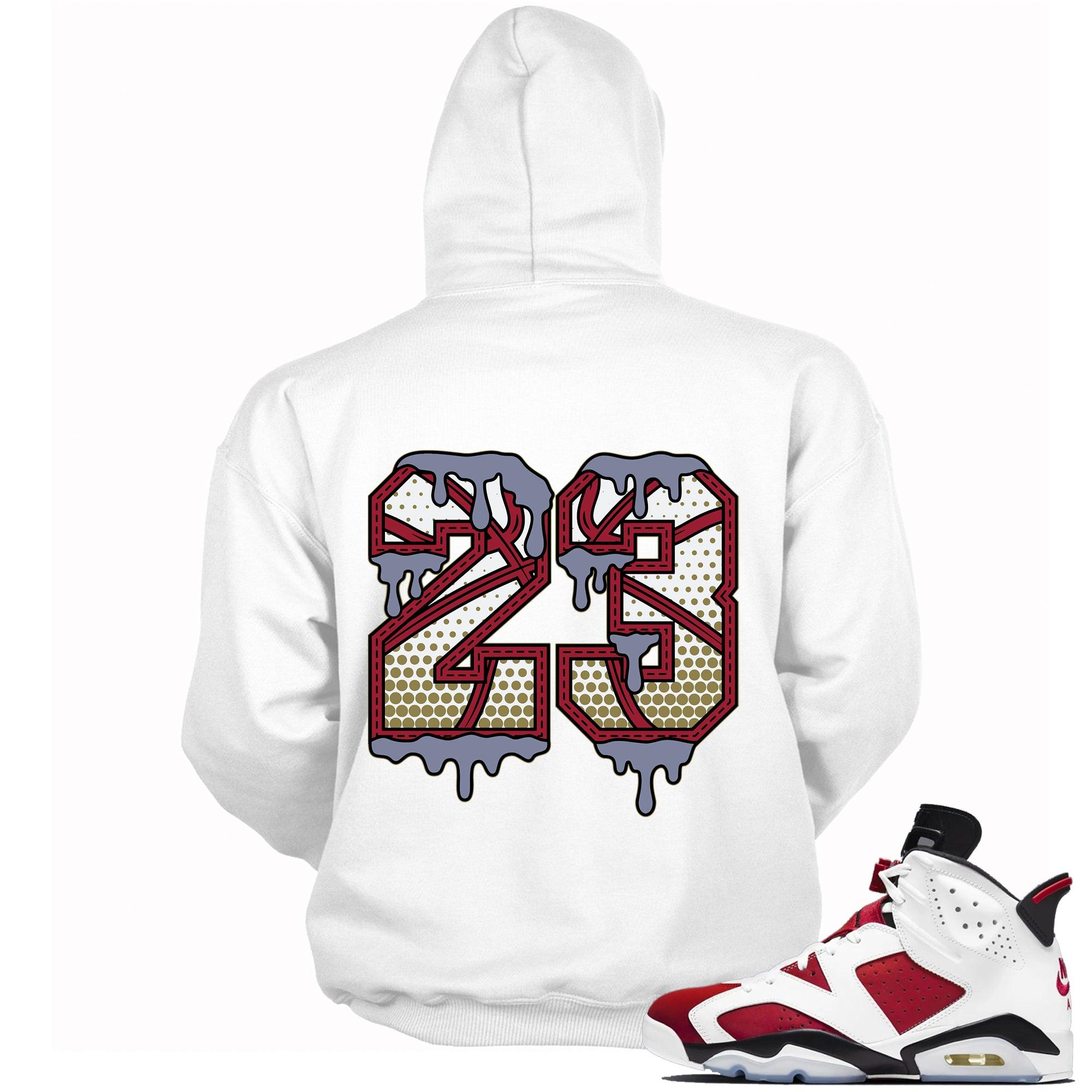 White Number 23 Ball Hoodie Air Jordan 6 Carmine photo
