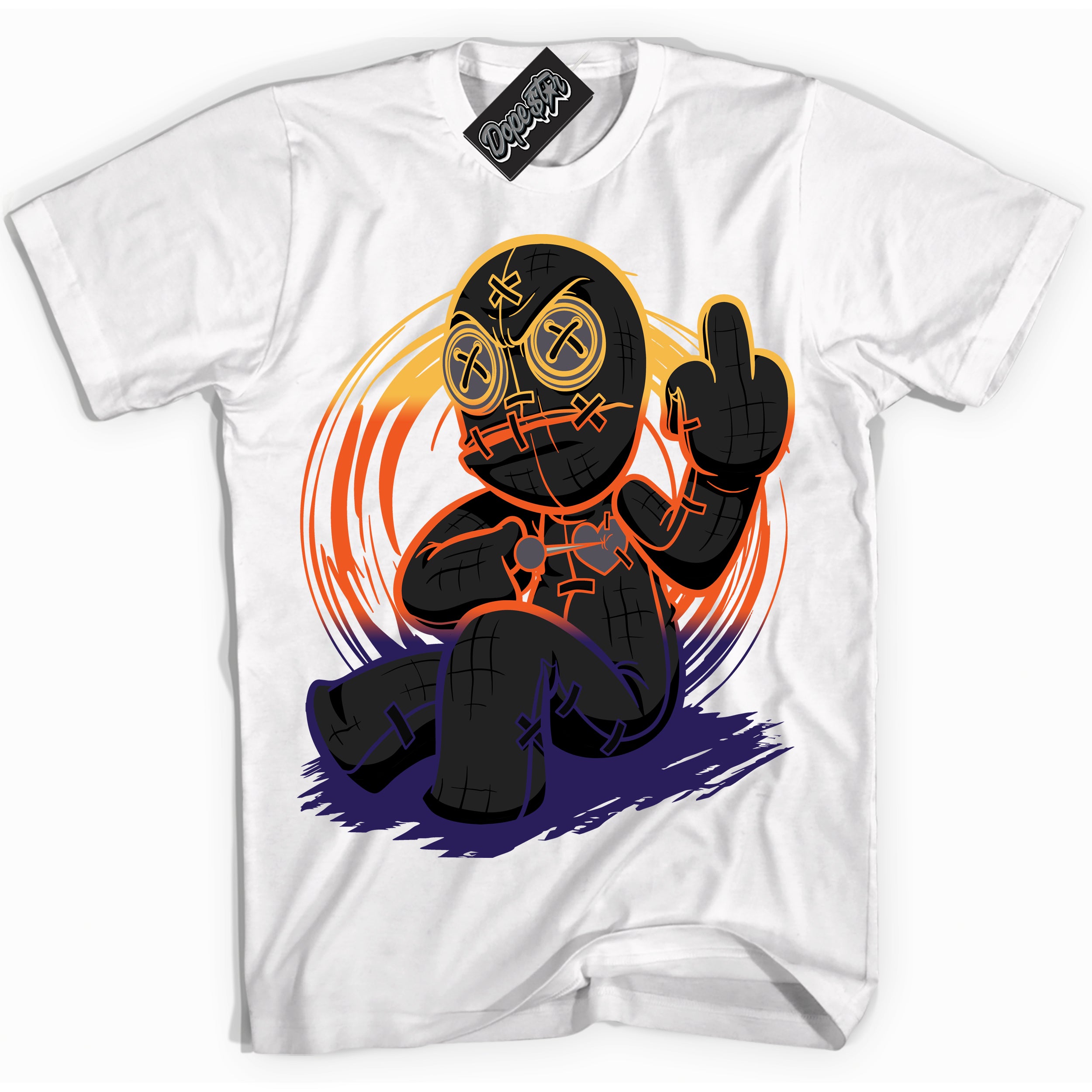 Cool White Shirt with “ VooDoo Doll” design that perfectly matches J Balvin Rio 3s Sneakers.