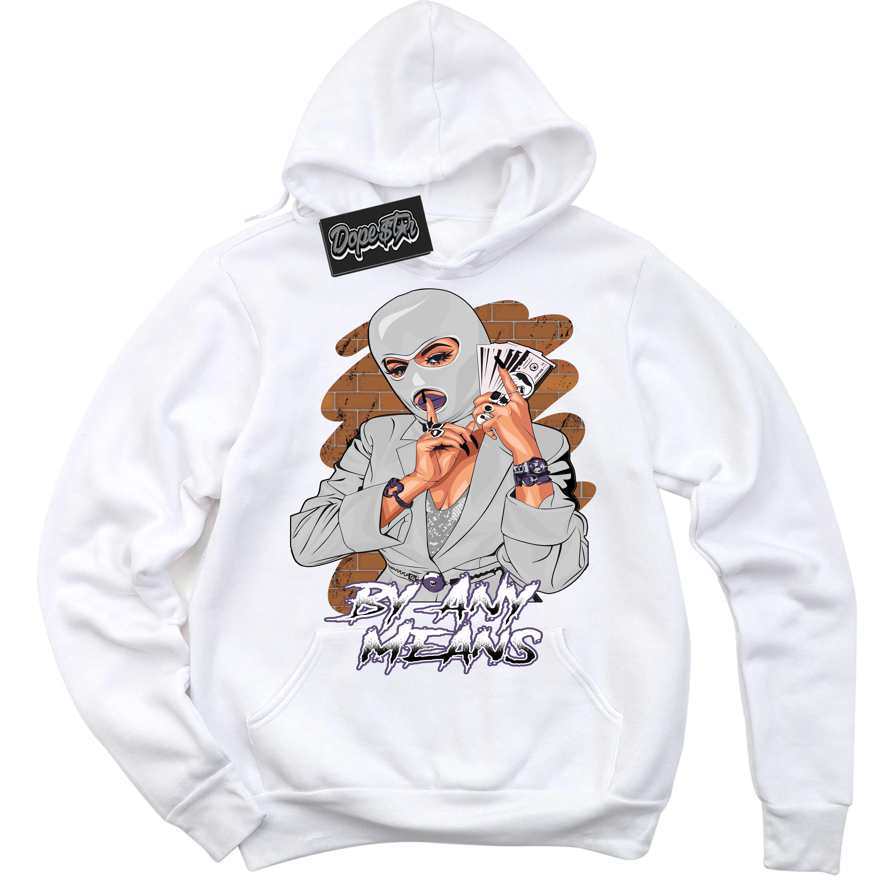 Cool White Hoodie with “ By Any Means ”  design that Perfectly Matches Punk Rock 1s Sneakers.