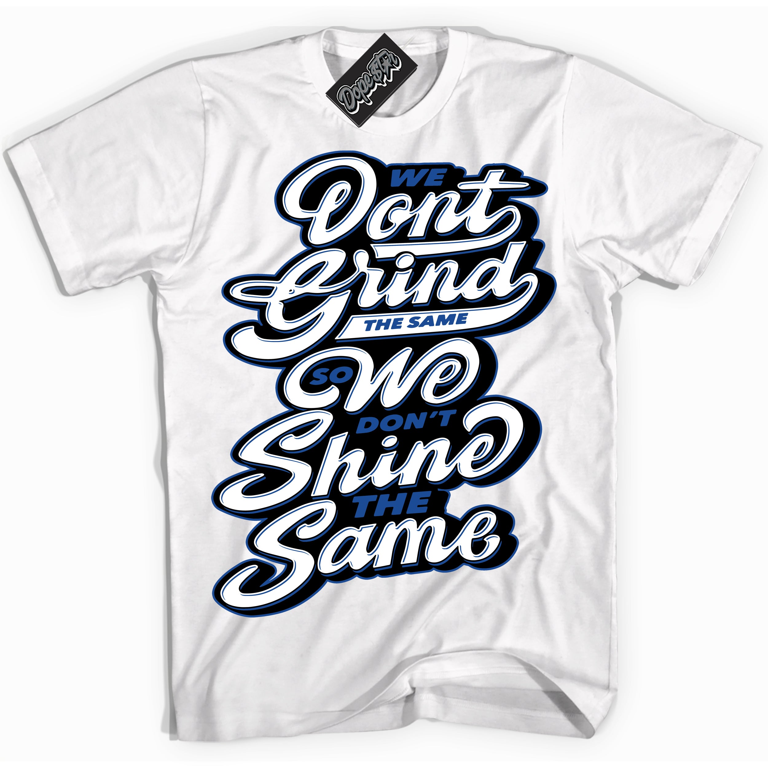 AJ12 Retro Blueberry ‘Grind Shine’ – White Streetwear T-Shirt | Sneaker Matching shirt for AJ12 Retro Blueberry | Men's and Women's Streetwear Graphic Tee by Sneaker Shirts Outlet.
