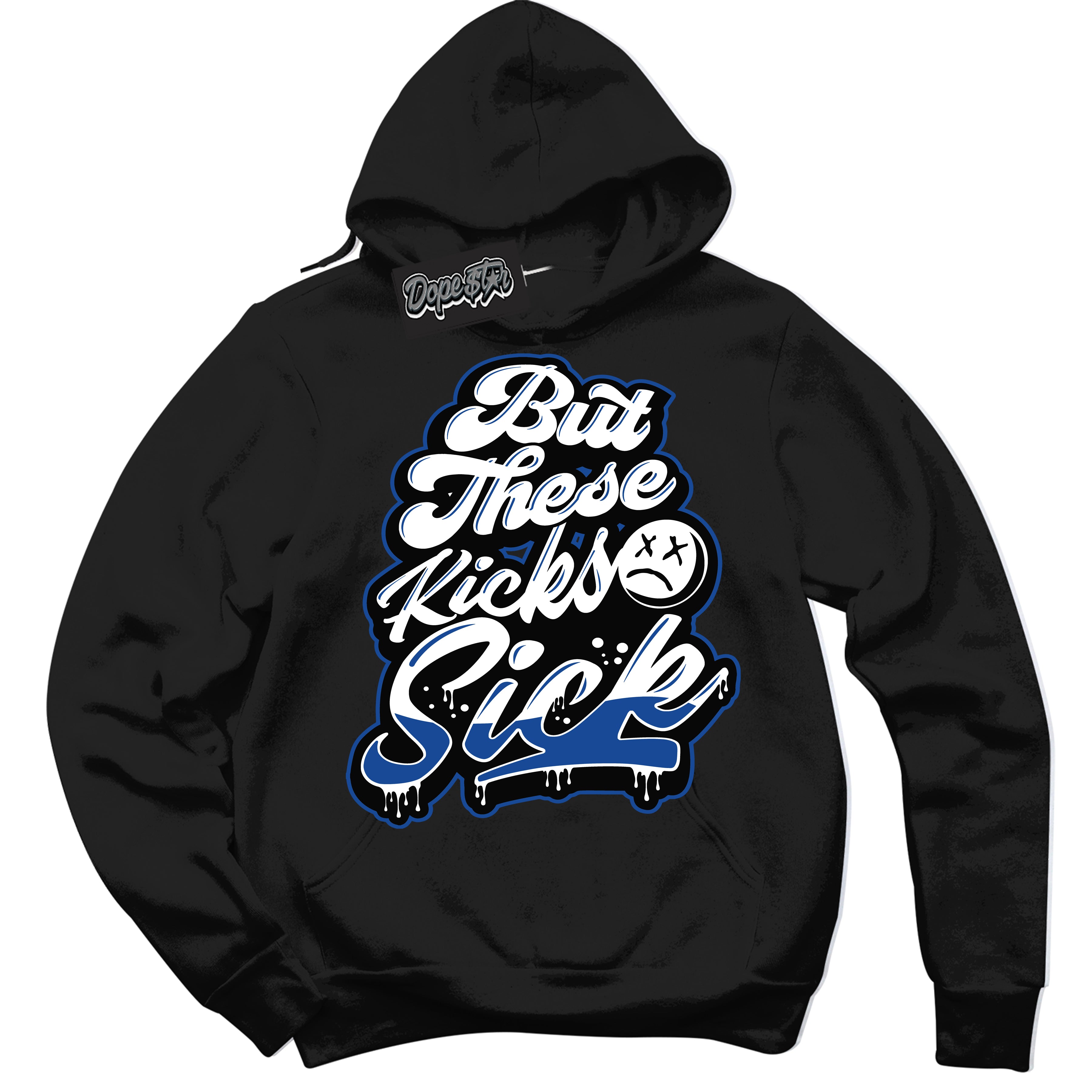 AJ12 Retro Blueberry ‘Kick Sick’ – Black Streetwear Hoodie | Sneaker Matching sweatshirt for AJ12 Retro Blueberry | Men's and Women's Streetwear Graphic Hoodie by Sneaker Shirts Outlet.
