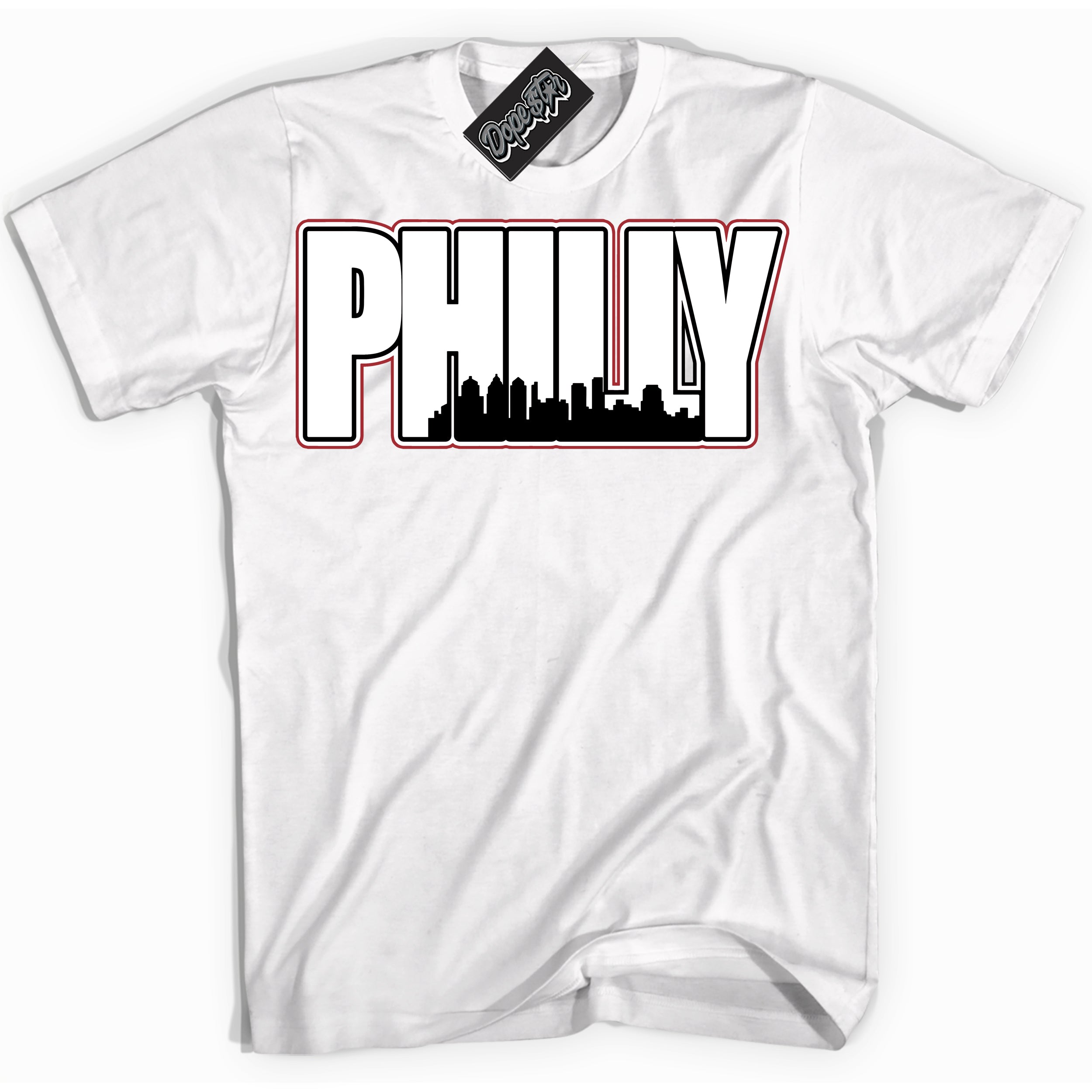Cool White Shirt with “ Philly” design that perfectly matches Taxi Flip 12s Sneakers.